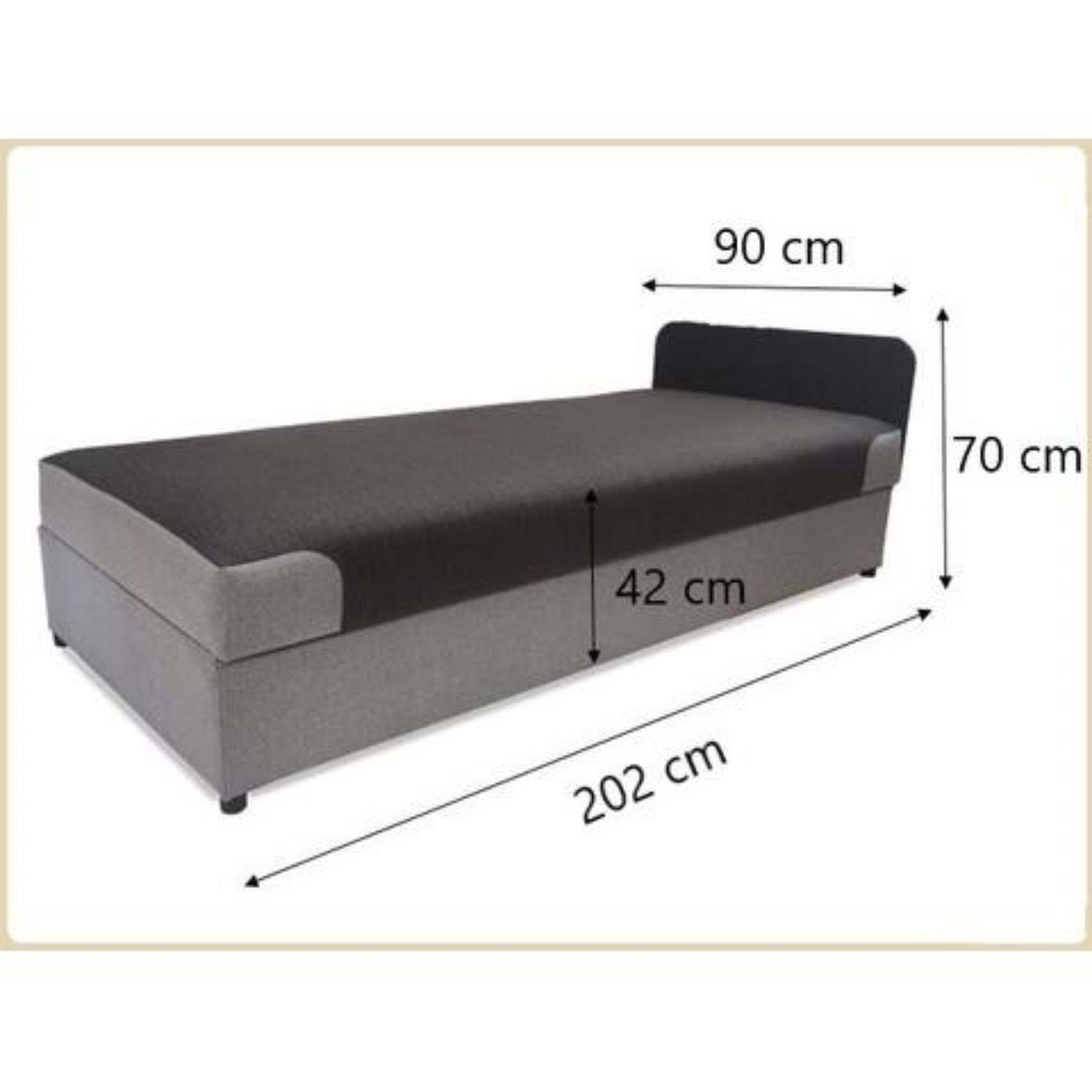 Schlafsofa (inari 90 mit Relaxfunktion, Beautysofa Roland, x Dunkelblau Sofa, Hellgrau 91) Bettkasten, Strukturgewebe-Bezug im + 200 80 modernes mit inari + Einzelsofa, cm Stil