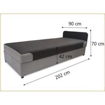 Beautysofa Schlafsofa Roland, 90 x 200 cm Einzelsofa, Strukturgewebe-Bezug Sofa, mit Relaxfunktion, mit Bettkasten, im modernes Stil