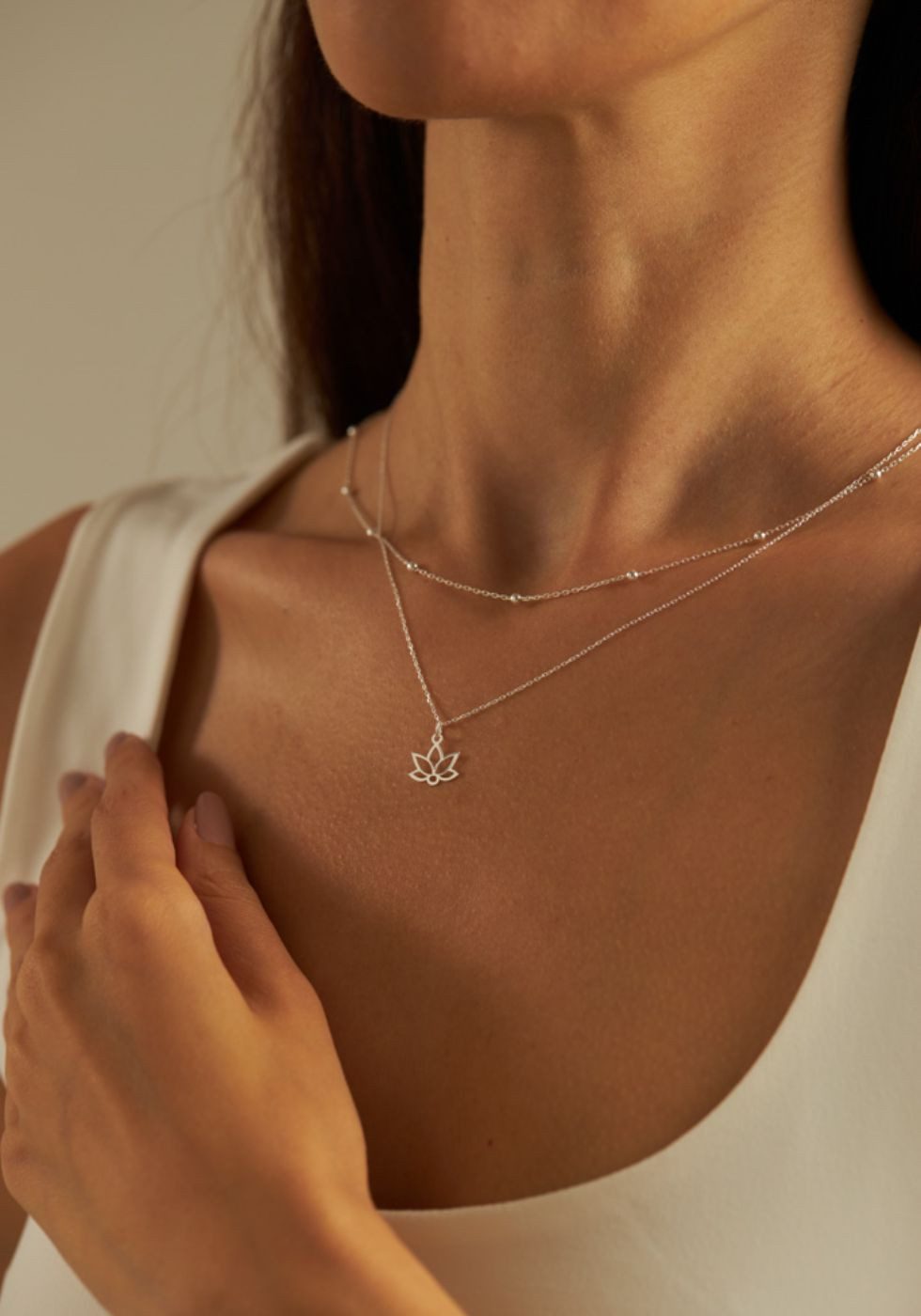 Einzelstück Charm-Kette Halskette Lotus 925 Sterling günstig online kaufen