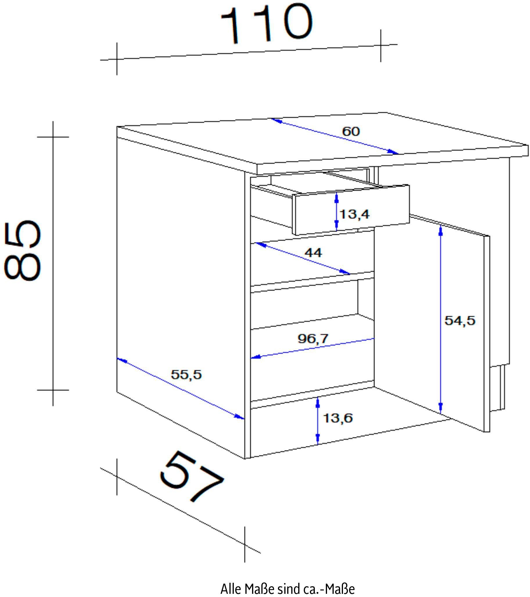 T) Samoa 110 x cm Eckunterschrank x H x 85 (B Flex-Well x 60