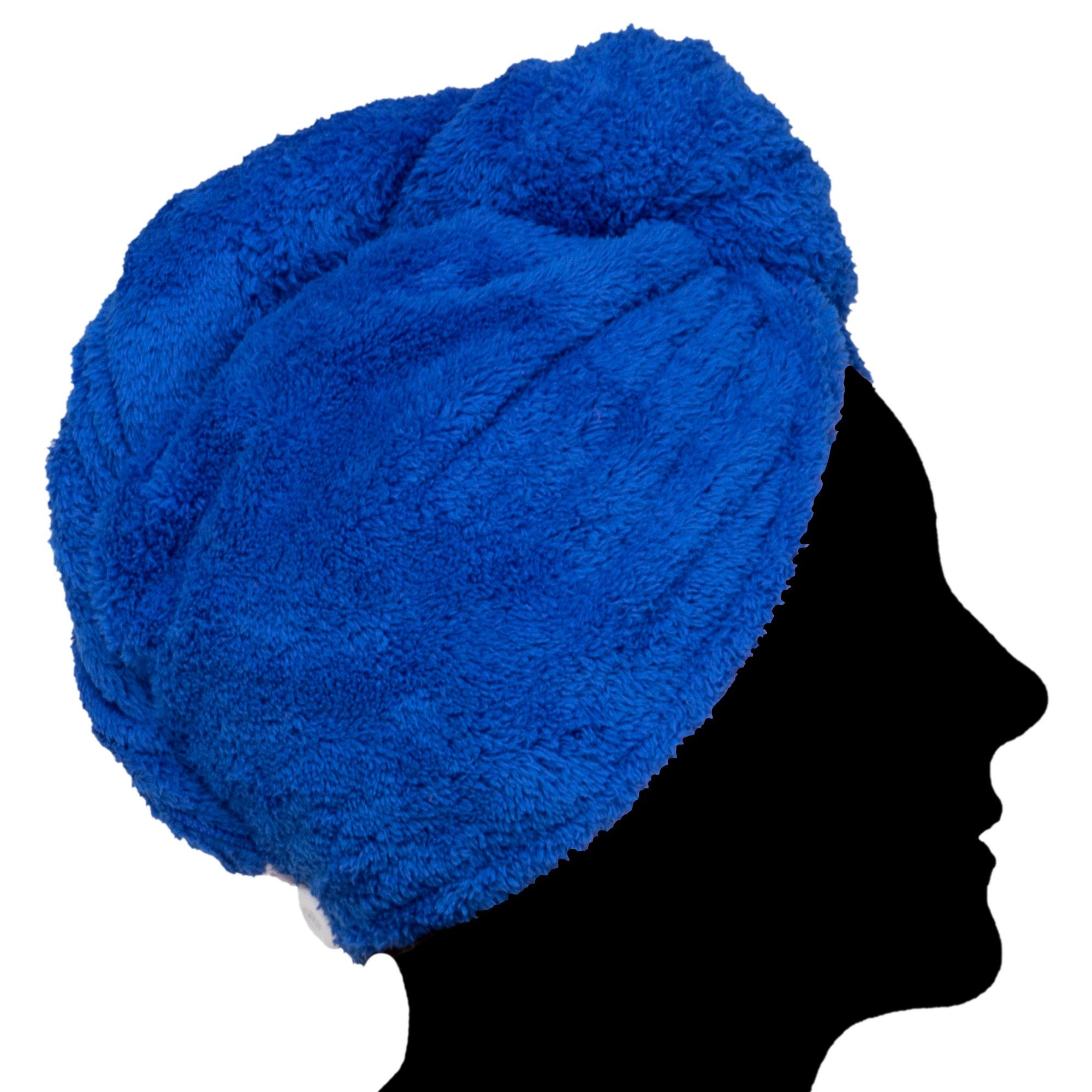 cosey Turban-Handtuch Mikrofaser Turban-Handtuch - Flauschiges Fleece Kopf-Handtuch, (1-St), 400 g/m² Dunkelblau