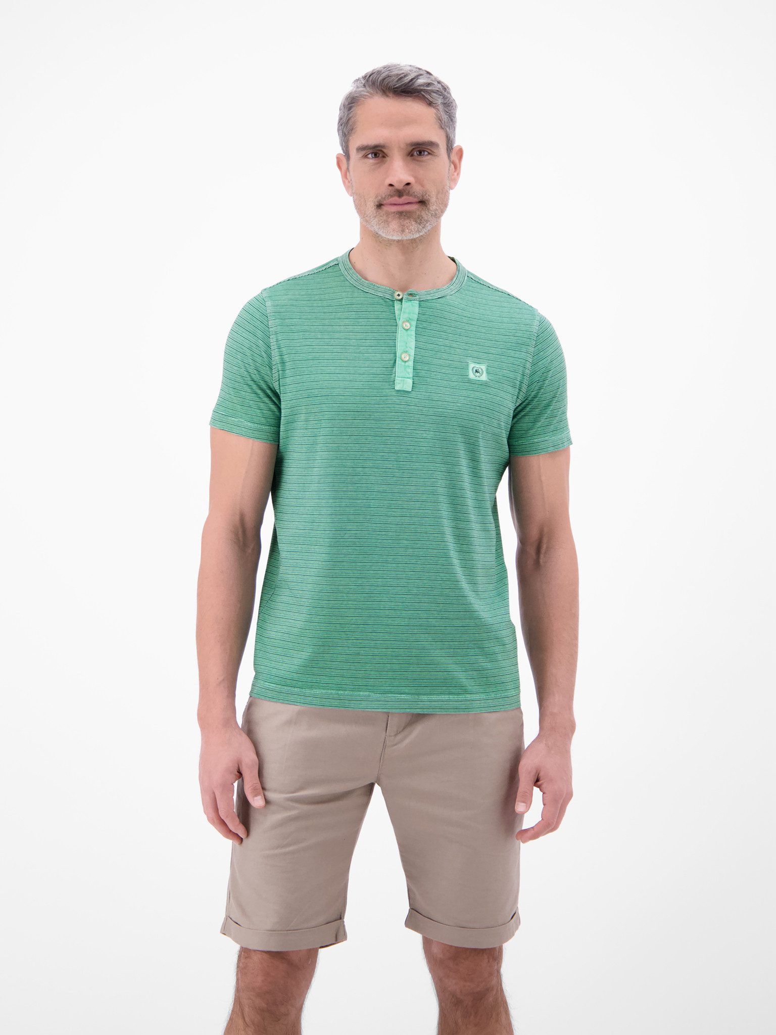 LERROS Kurzarmshirt mit Serafino-Kragen
