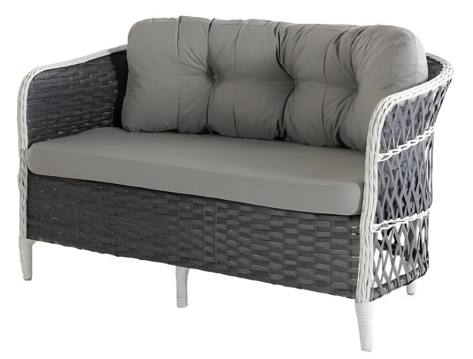 Xlmoebel Gartensofa Zweiersofa Grau im modernen Stil mit Metallrahmen und Kunstrattan, Gartensofa 1 Teile, Made in Europa