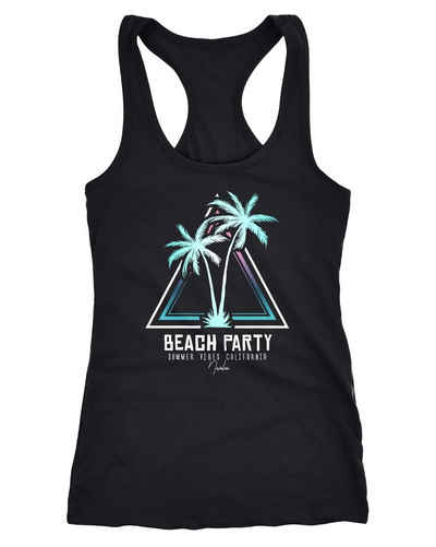 Neverless Tanktop Damen Tank-Top Sommer-Shirt Palmen Beach Party Party-Shirt Slim Fit Racerback Neverless®