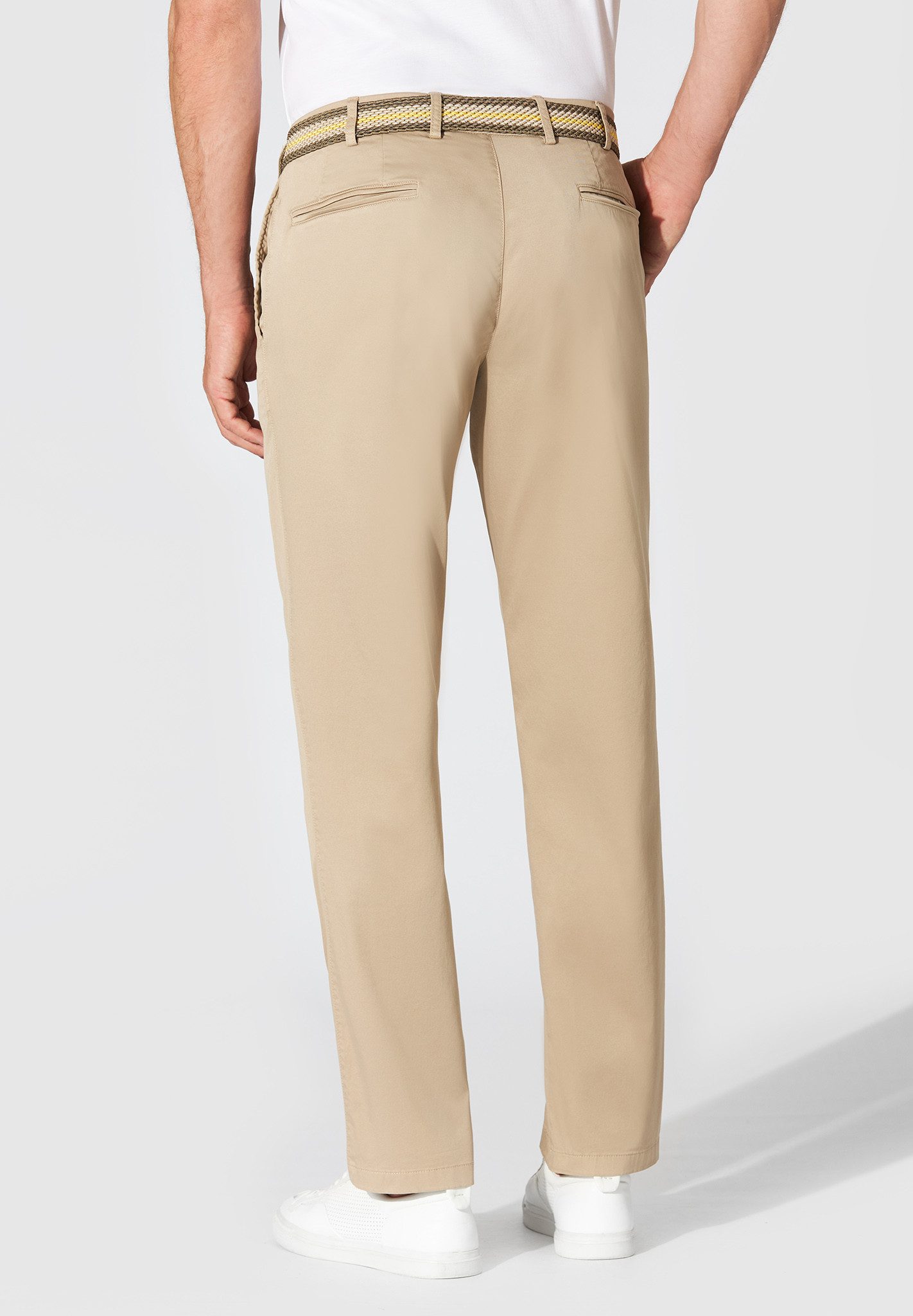 Hiltl Chinos Pamo Chino Hose Herren Regular Fit Stretch Baumwolle, beige, 27 Baumwollhose mit Stretch, Business Casual Hose für Büro und Freizeit