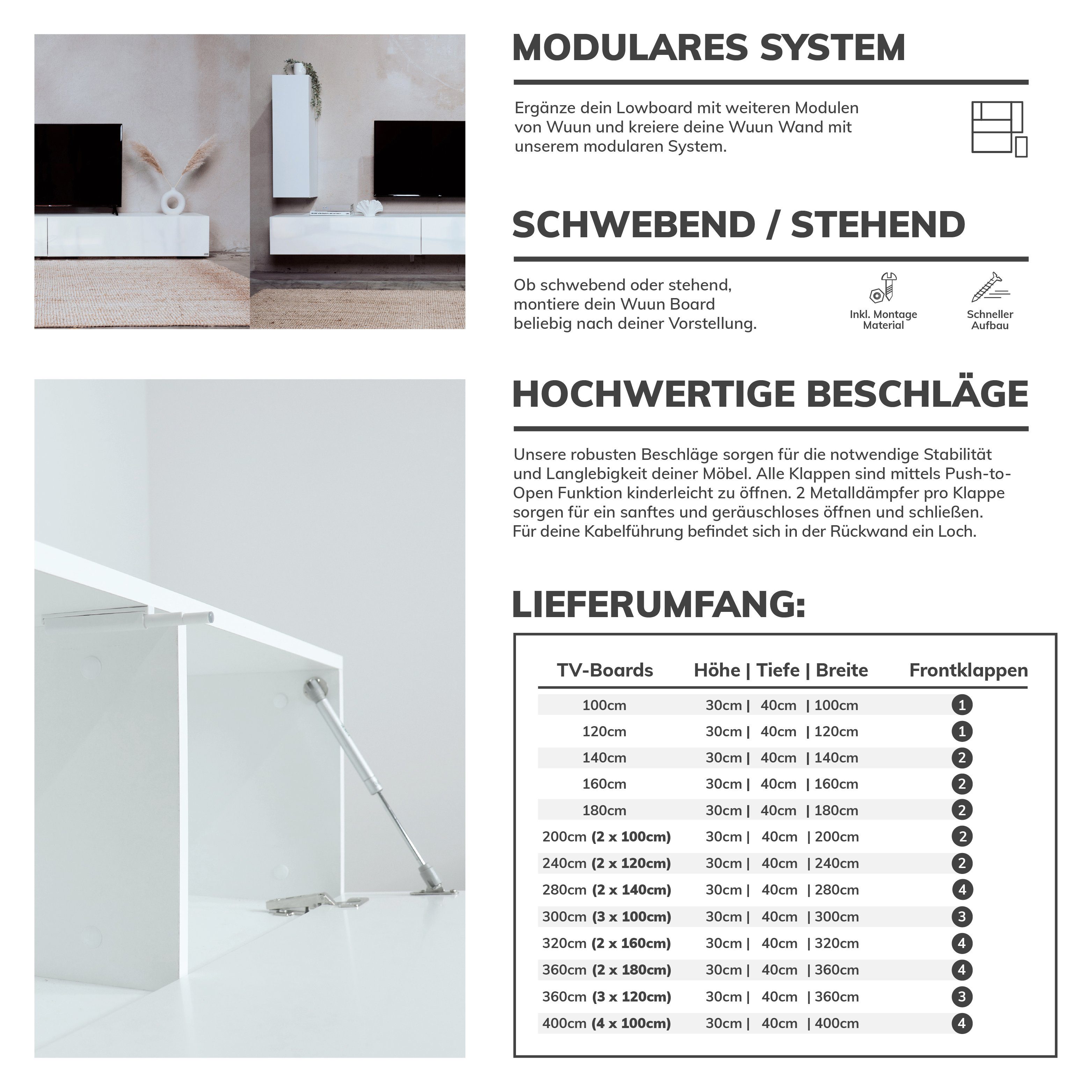 Wuun TV-Board Wuun® Somero Lowboard Tv-Board Wohnwand hängend