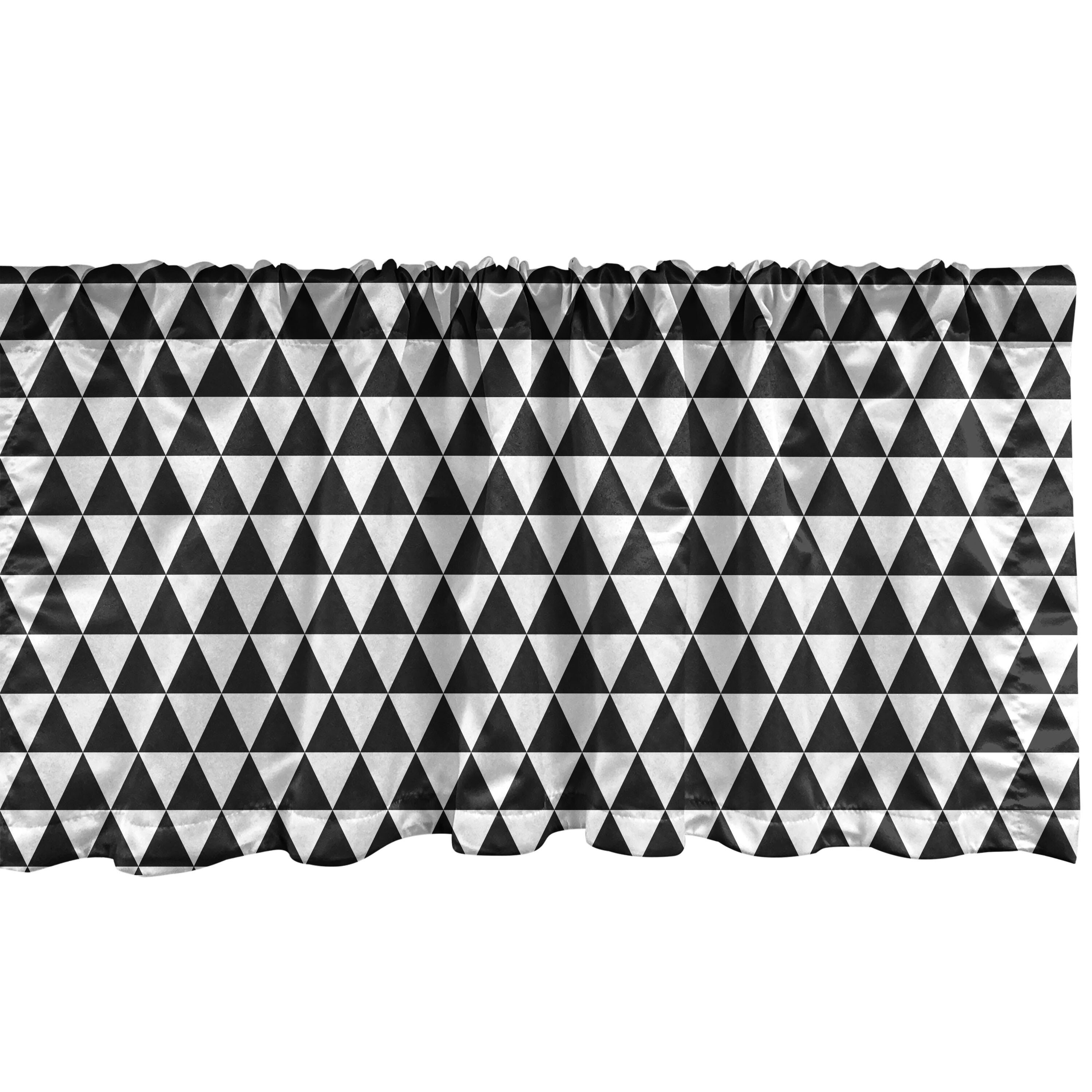 Scheibengardine Dekor Stangentasche, für Küche Volant mit Dreieck-Muster Schlafzimmer Modern Abakuhaus, Vorhang Microfaser,