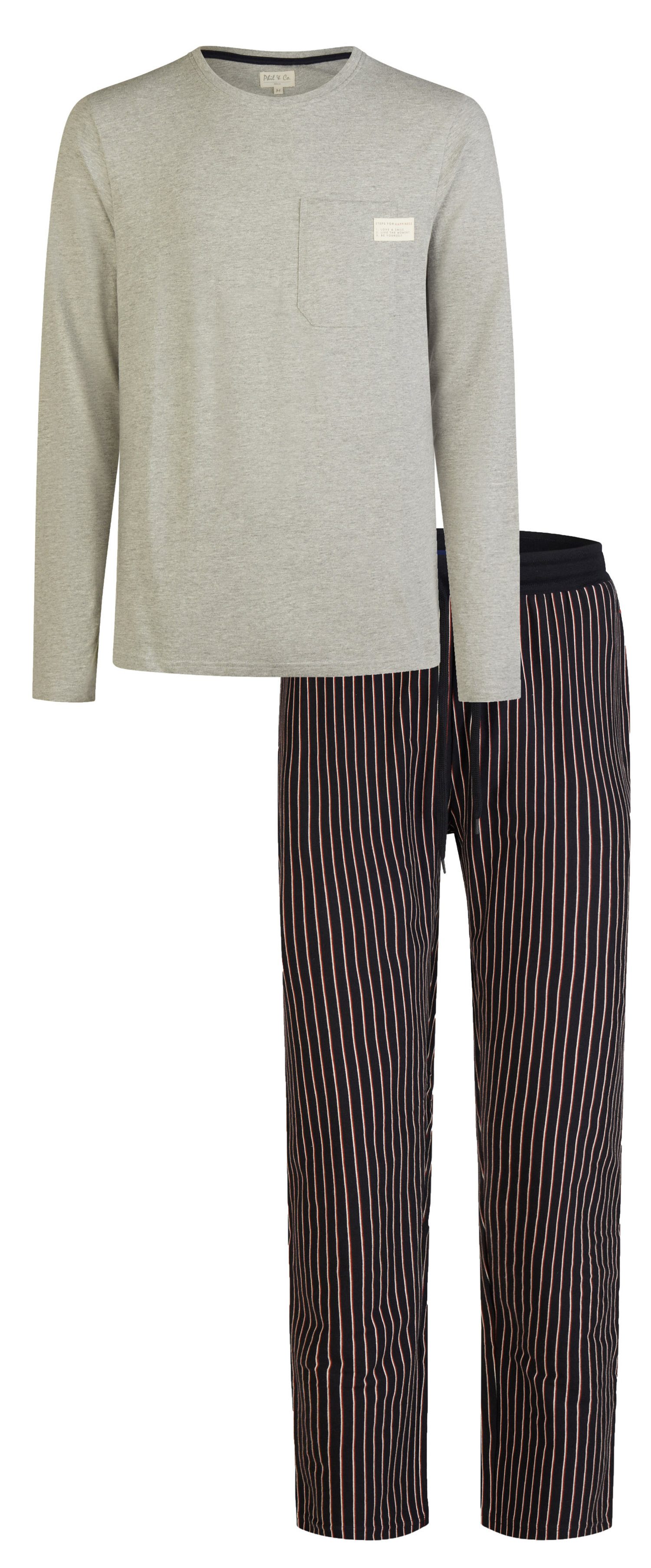 Phil & Co. Schlafanzug Herren Pyjama lang (2 tlg) Baumwolle günstig online kaufen