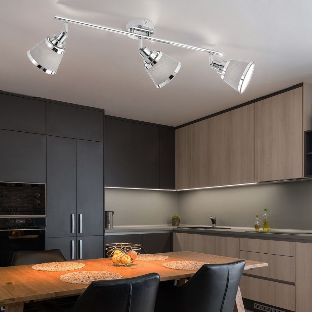 WOFI Deckenleuchte, Leuchtmittel nicht inklusive, Deckenleuchte Strahler Wohnzimmer grau Deckenlampe silber-