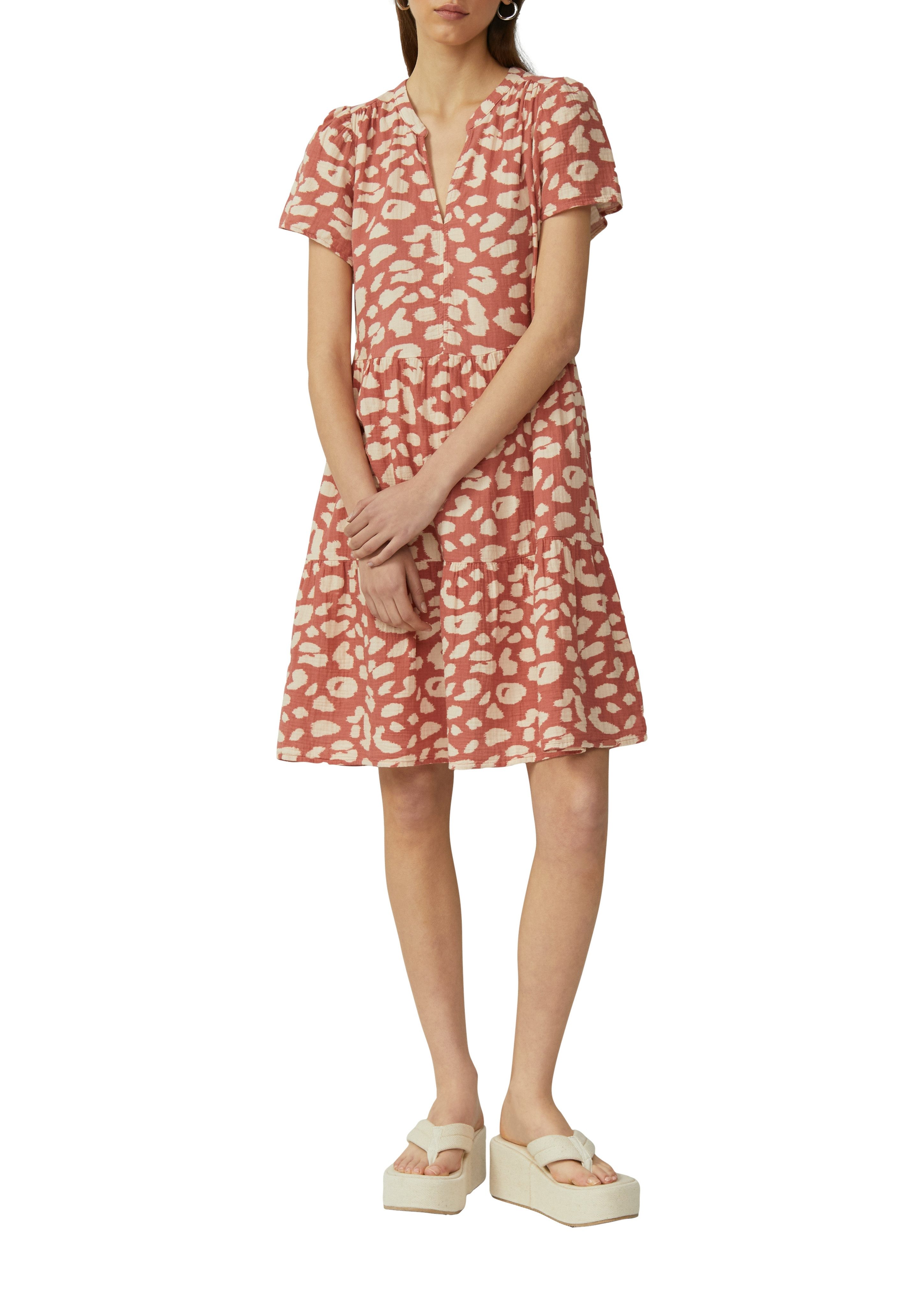 QS Volantkleid aus reiner Baumwolle, kurzarm, günstig online kaufen