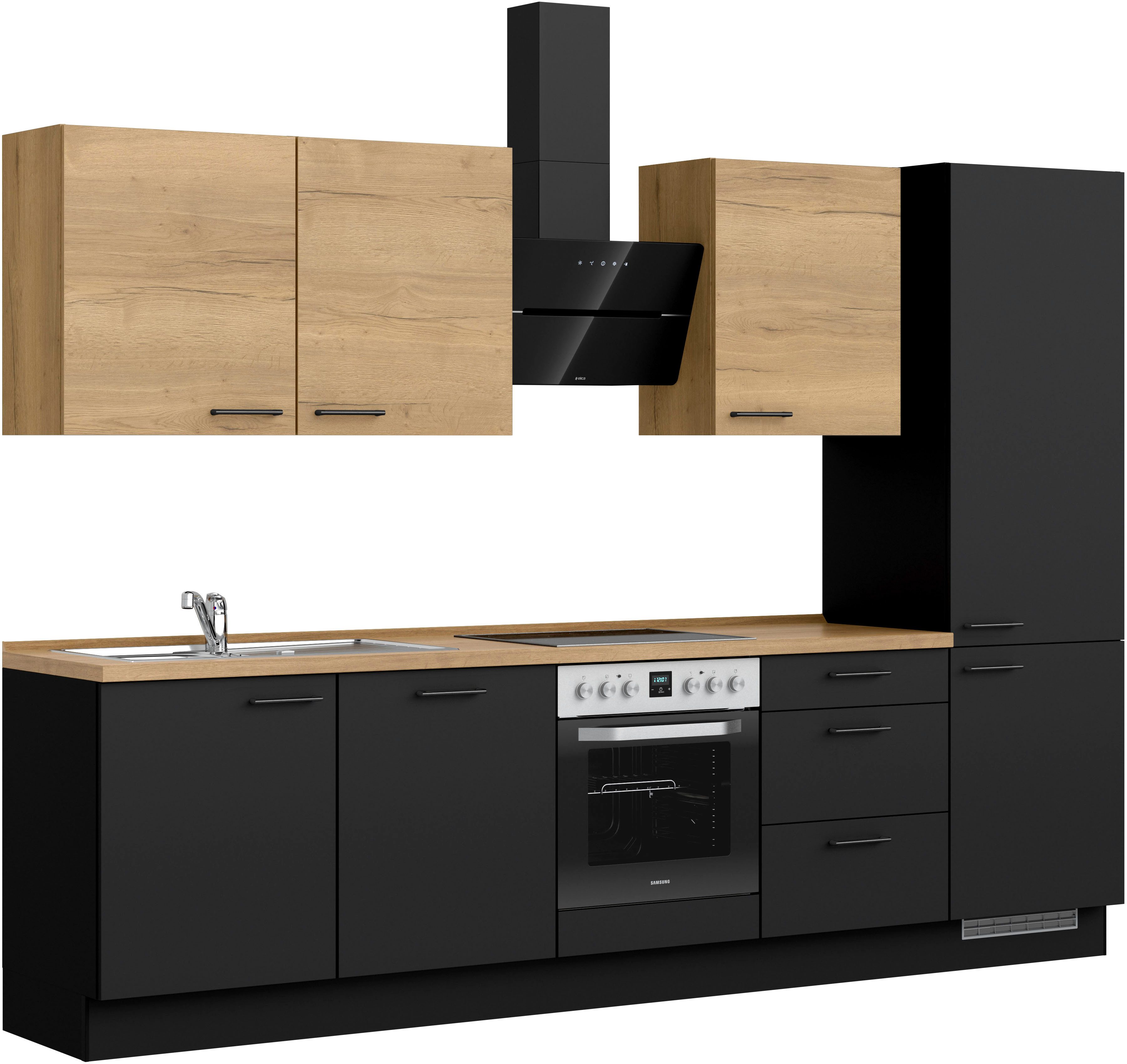 nobilia® Küchenzeile "MIAMI", NEU: individuell anpassbar mit gratis Profi-Beratung, vormontiert, Breite 300 cm, Ausrichtung wählbar, wahlw. mit E-Geräten