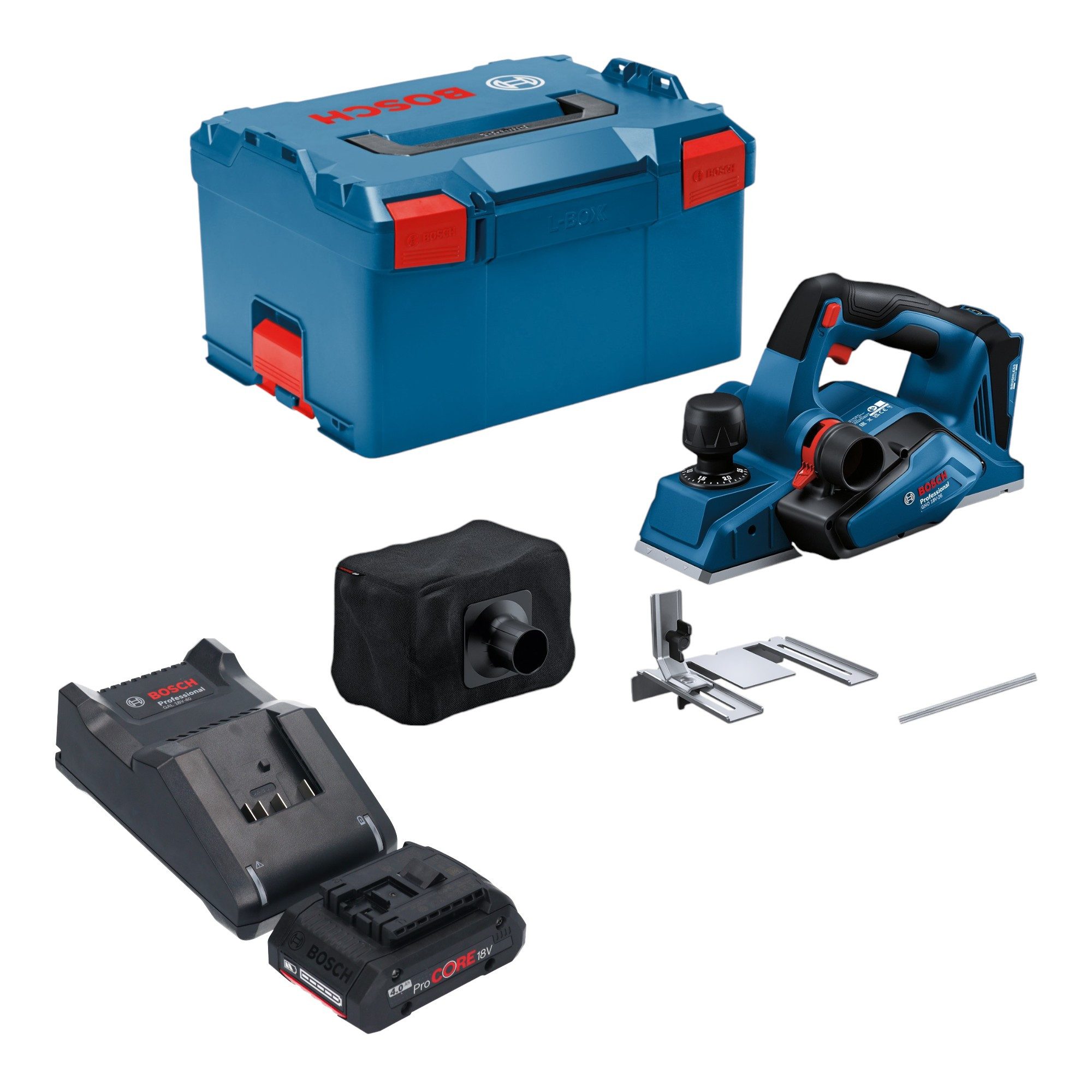 Bosch Professional Elektrohobel GHO 18V-26 Professional 18 V + 1x ProCORE Akku 4,0 Ah + Lader + L-Boxx