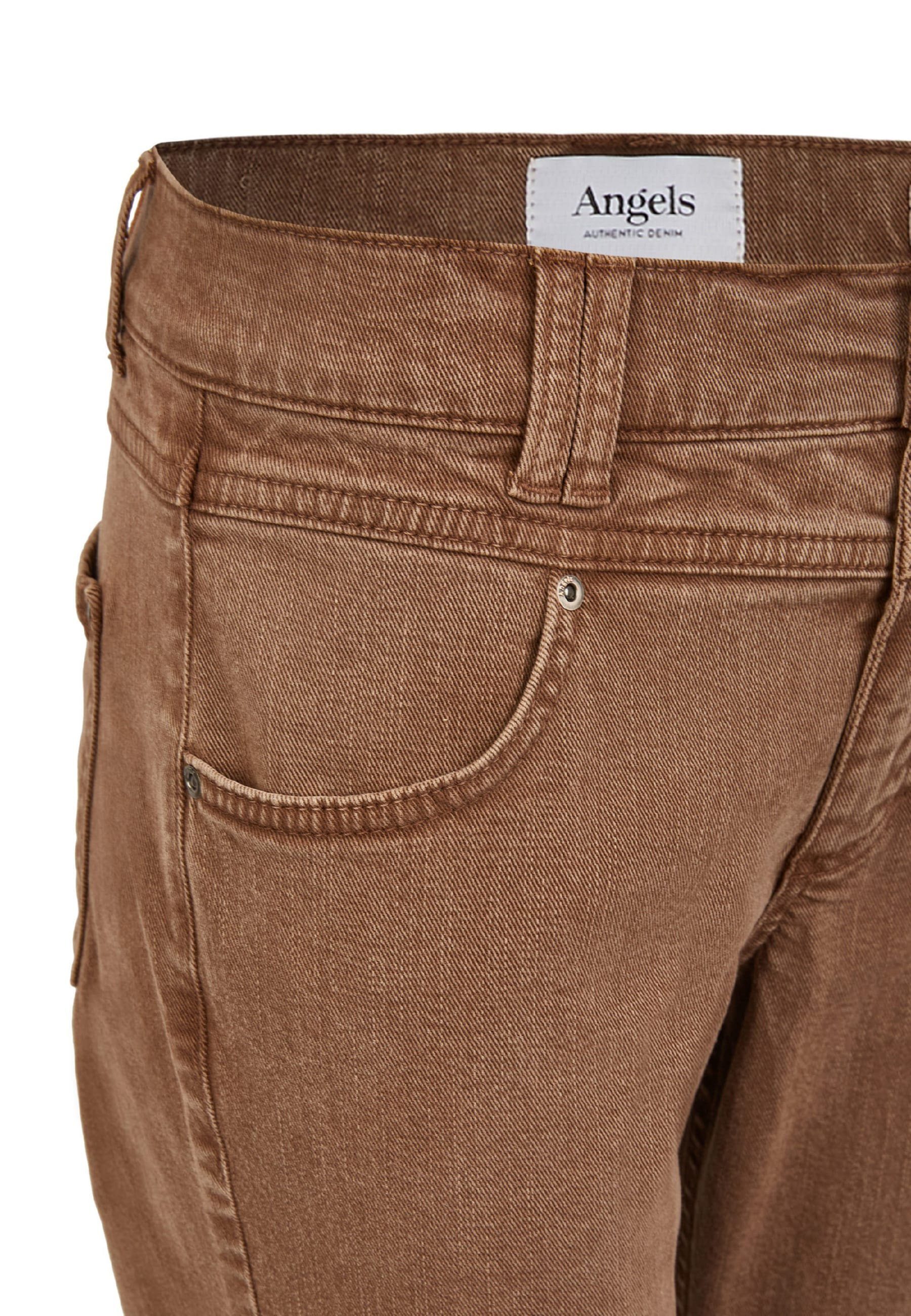 Jeans Slim-fit-Jeans braun Coloured mit Denim Skinny ANGELS Button