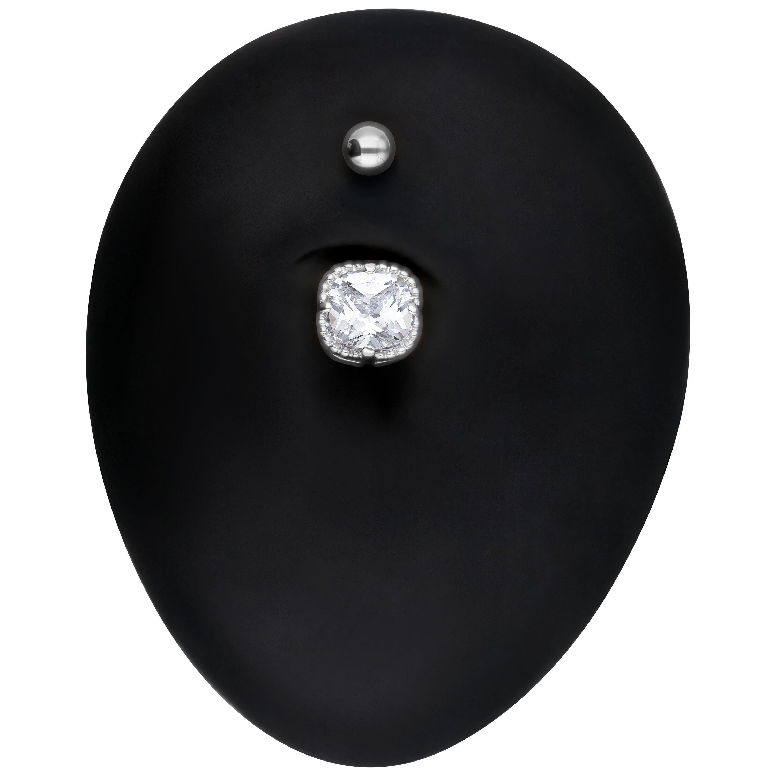 Wildcat Bauchnabelpiercing Squared Crystal Cut Bananabell für Bauchnabel, 1 Stück, Titan Grad 23 - wasserfest, hautverträglich, Silber