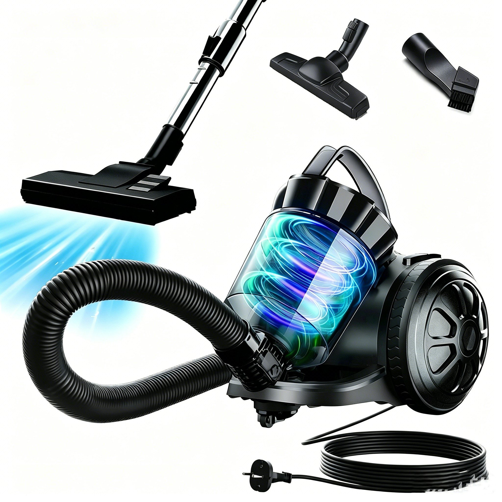 ibettertec Bodenstaubsauger beutelloser Staubsauger,900W leichter Staubsauger, Bodenstaubsauger, 900 W, HEPA Filter, Bodenstaubsauger,Bodendüse für Fliesen,Hygiene-Filter