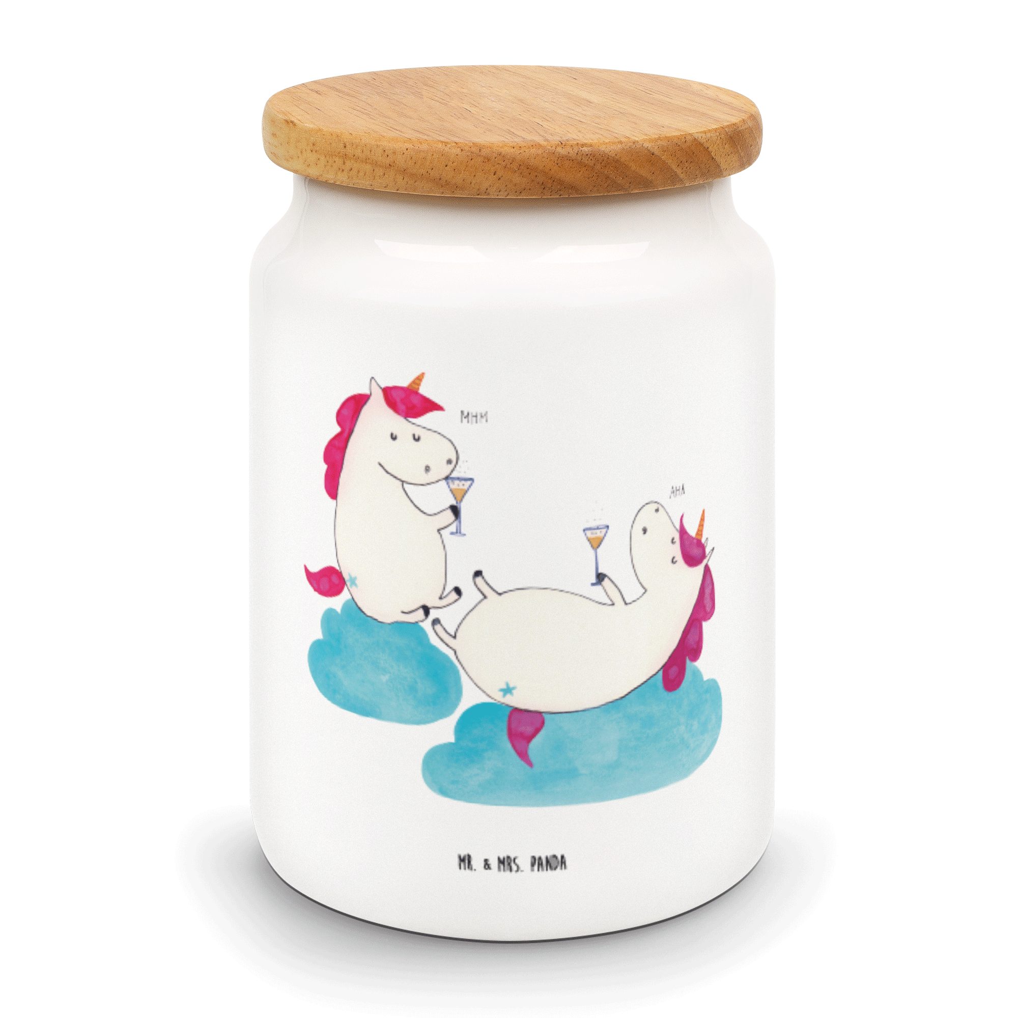 - Mrs. & Geschenk, Unicorn, Sekt Vorratsdose Mr. Panda Weiß - Vorratsbehälter, Keramik, (1-tlg) Aufbewah, Einhörner