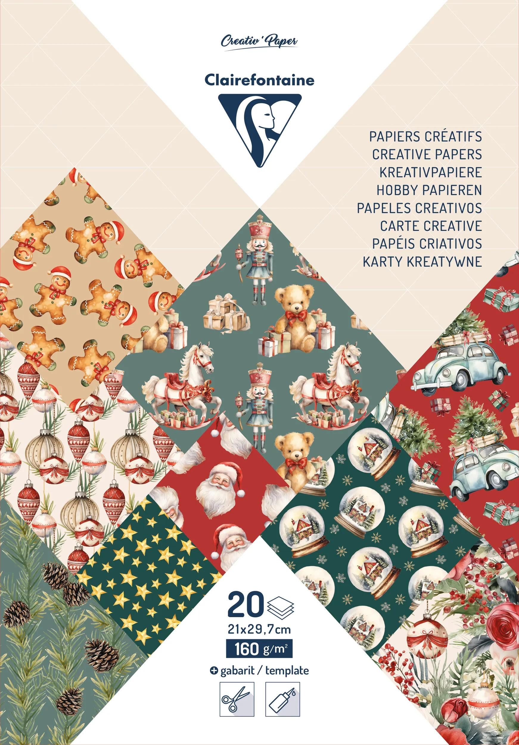 CLAIREFONTAINE Briefpapier 5x Motivblock A4 20Bl 160g Weihnachten 95549C, LOISIR CREATIF & DECORATION