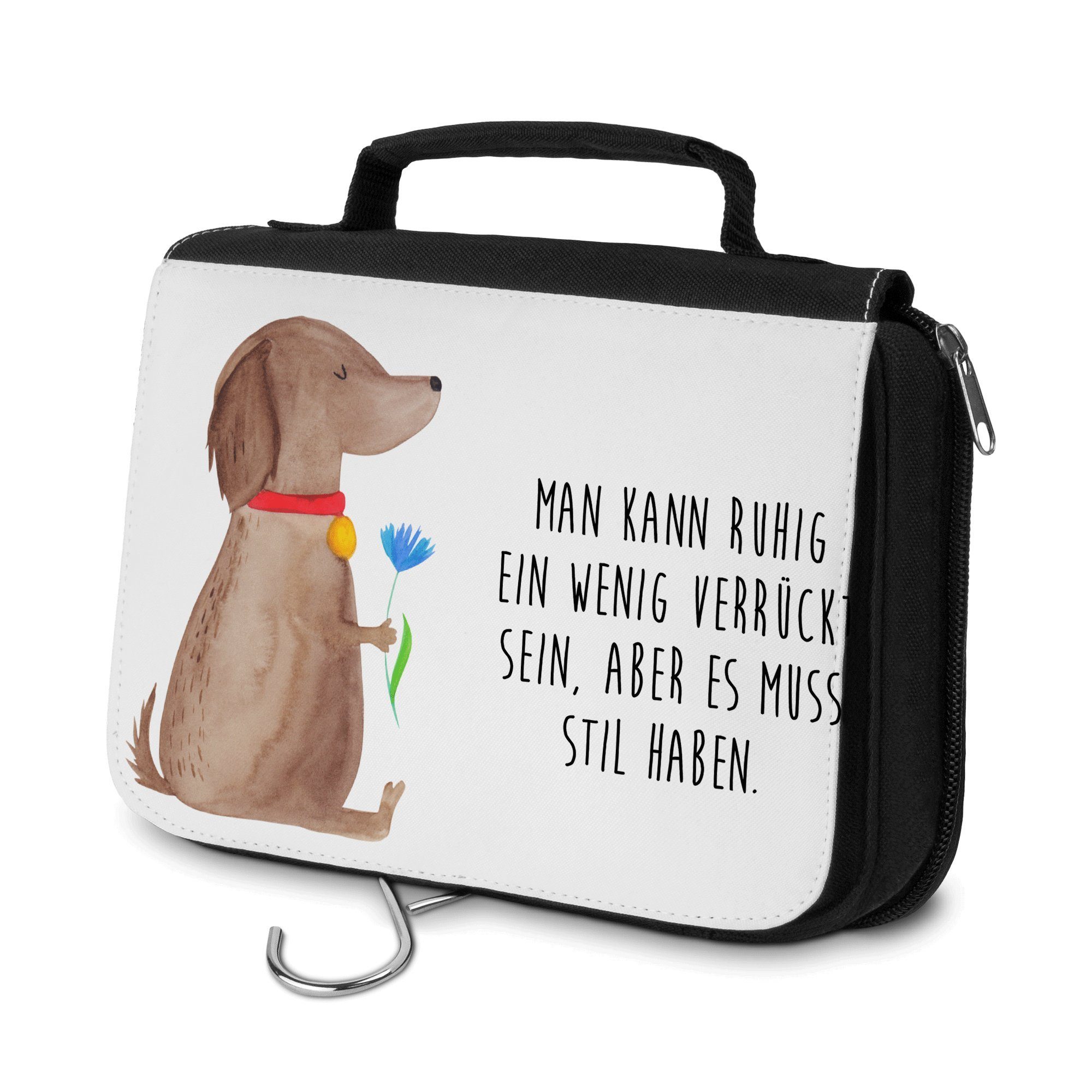 Mr. & Mrs. Panda Kulturbeutel Hund Blume Weiß Geschenk, Sprüche