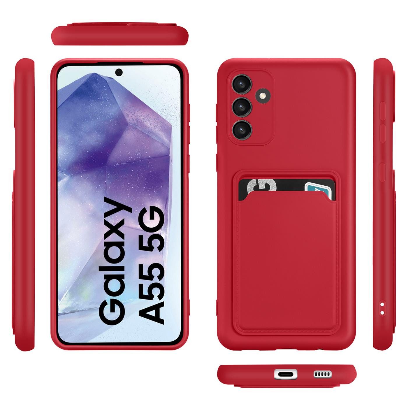 CoolGadget Handyhülle Schutzhülle mit Kartenfach für Samsung Galaxy A55 5G 6,6 Zoll, Silikon Case Slim TPU Cover Tasche mit Aufbewahrung EC Karte Ausweis – Bild 2 von 5