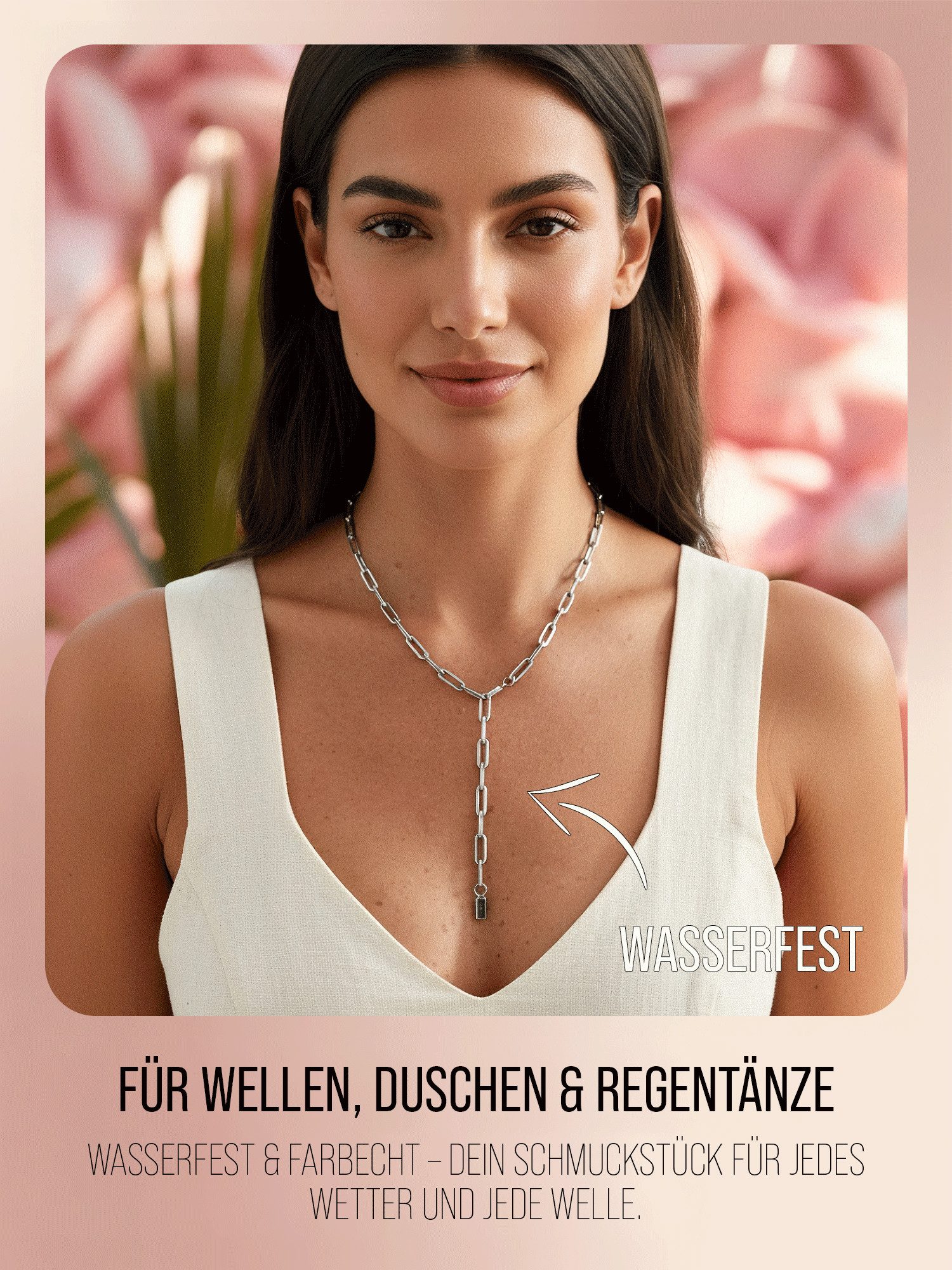 THIORA Y-Kette Island Links Y-Halskette Damen – Gliederkette Edelstahl 54 cm (Einzelartikel, Einzelschmuckstück – Halskette), Verstellbar, wasserfest, allergike – Bild 4 von 5