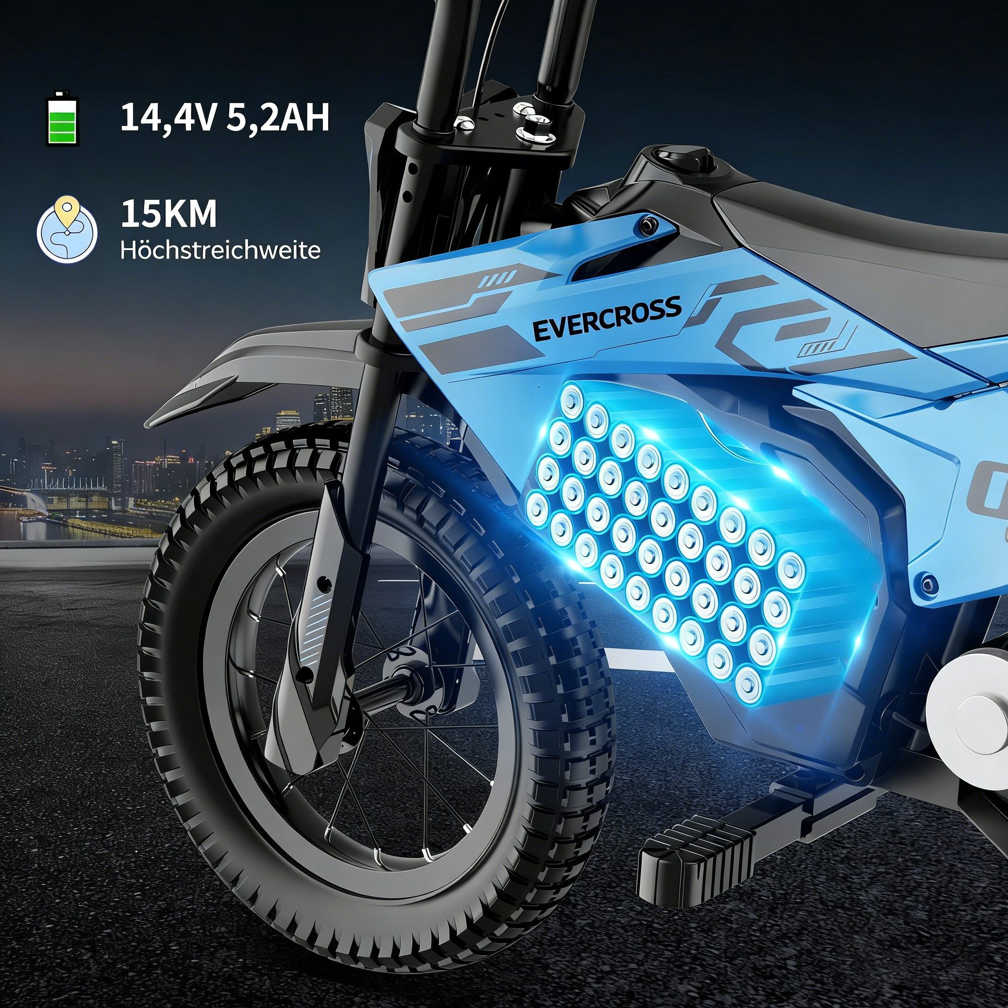 EVERCROSS TECH Elektro-Kindermotorrad Elektro Motorrad mit 150W Motor, 12 Zoll Luftreifen, 5,2AH, MAX 10KM Lange Reichweite, Elektromotorrad für Kinder