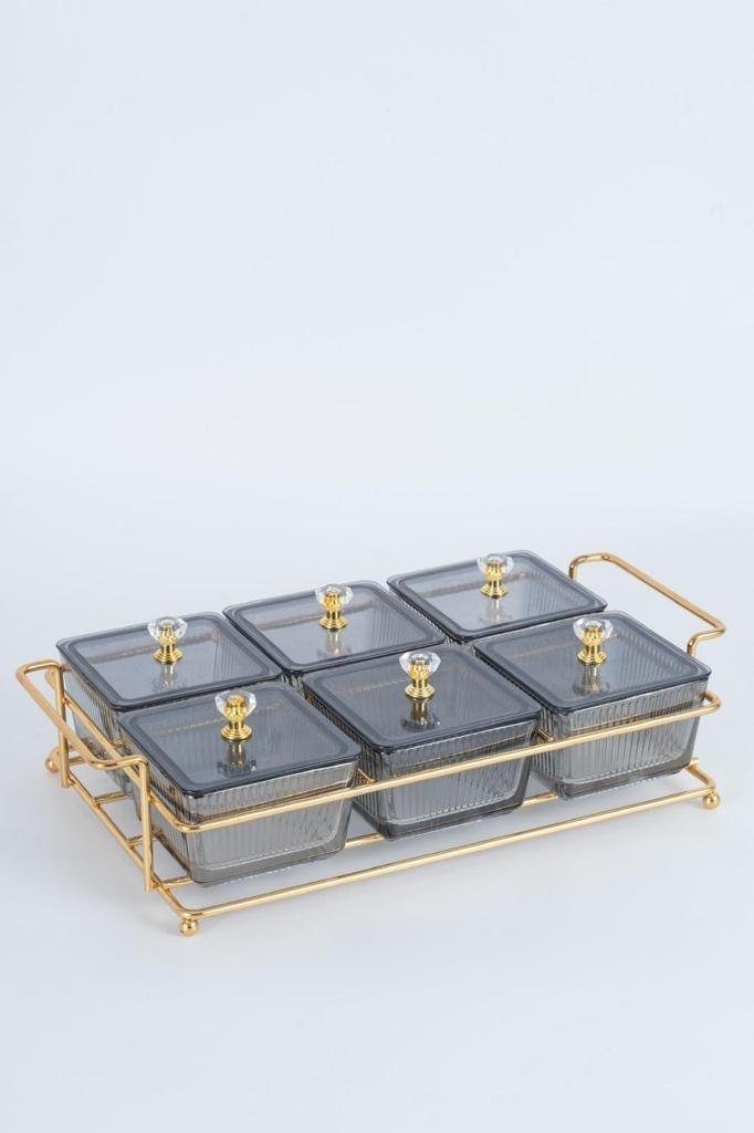 ZELLERFELD Snackschale Knabber Schalenset 6 Fächer mit Deckel und Ständer