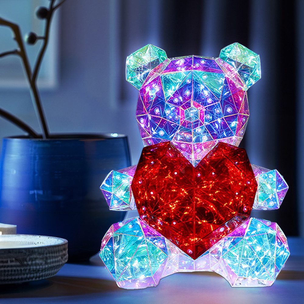 GLOBO LIGHTING LED Dekolicht, LED-Leuchtmittel fest verbaut, Tageslichtweiß, LED Tischleuchte Dekolampe Kinderzimmerlampe Kristalloptik Bär H 30 cm