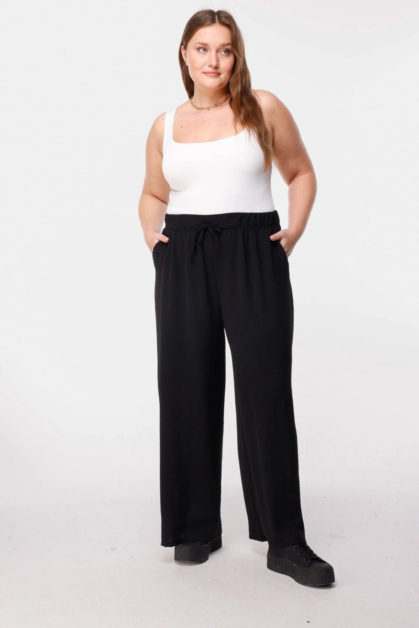 Bequeme Jeans Stretch-Jersey-Hose mit weitem Bein