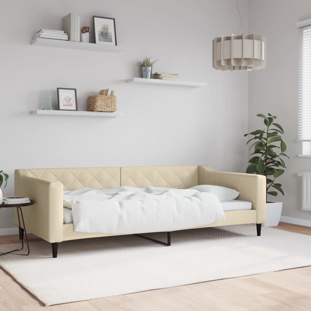 vidaXL Daybed, Tagesbett Creme 100x200 cm Stoff