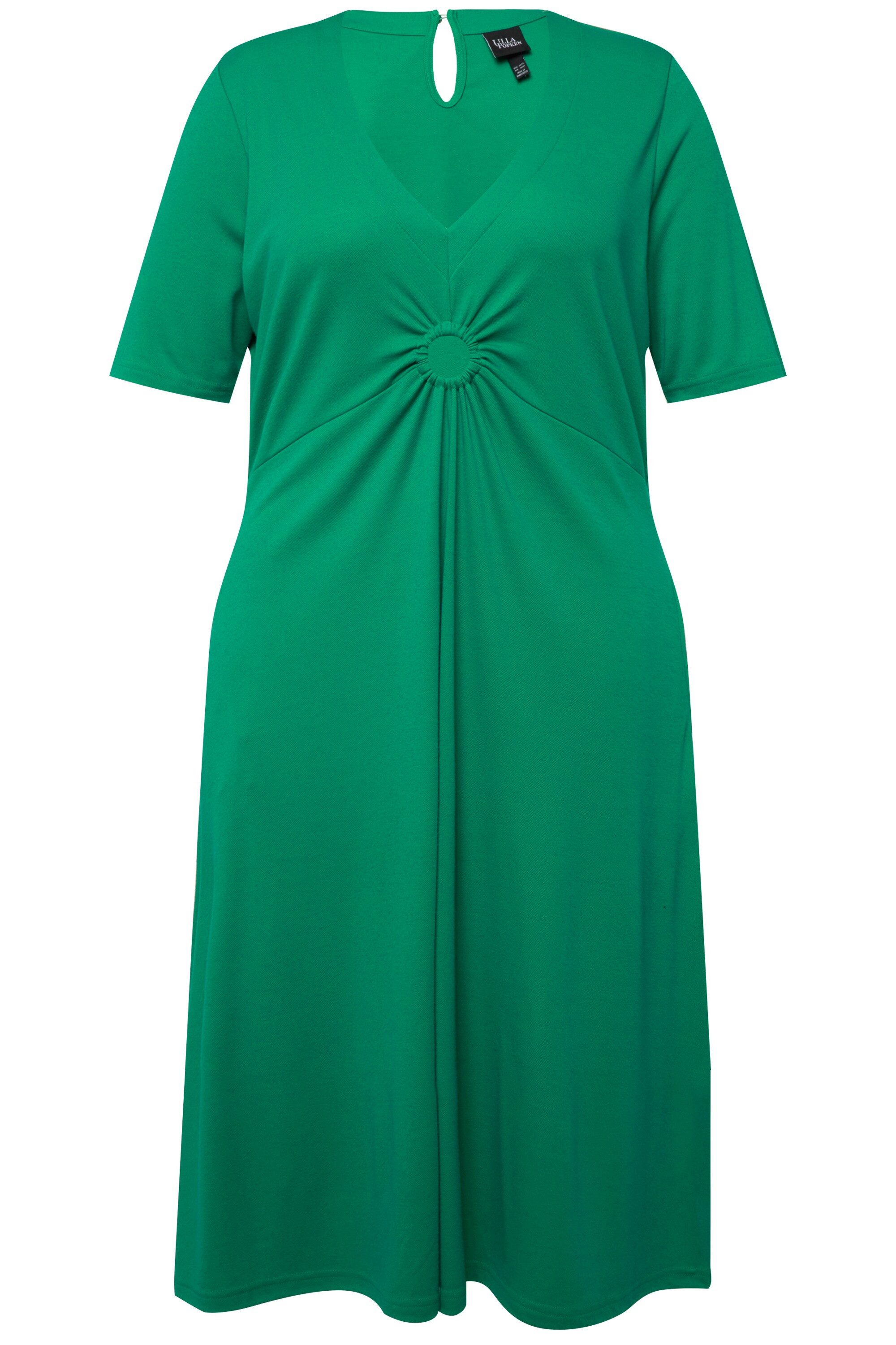Ulla Popken Midikleid Jersey-Midikleid A-Linie V-Ausschnitt günstig online kaufen