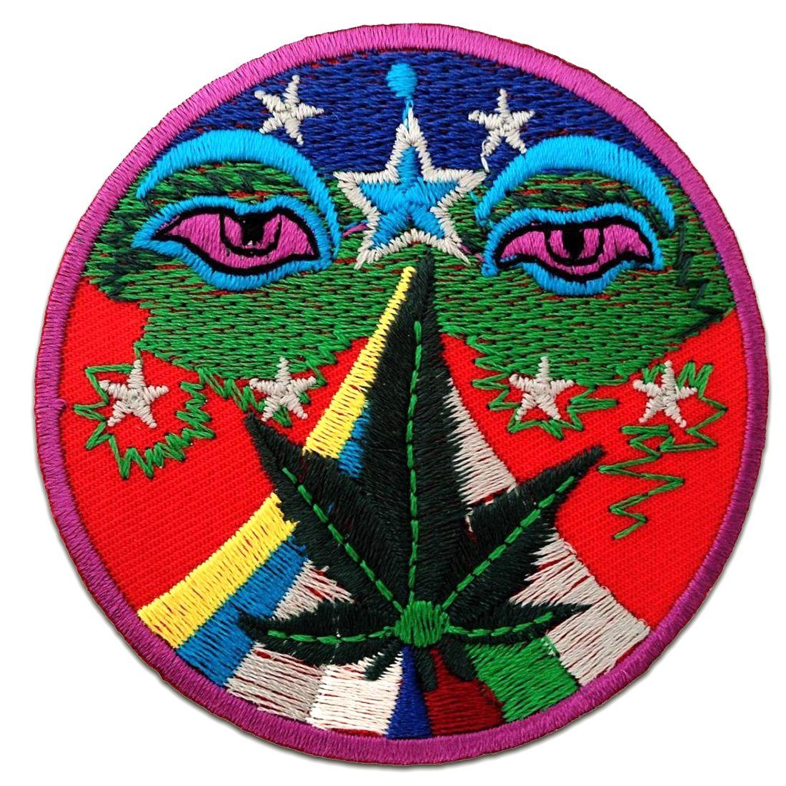 Catch the Patch Aufnäher Bügelbild, Aufbügler, Applikationen, Patches, Flicken, zum aufbügeln, Polyester, Marijuana Cannabis Weed Hippie - Größe: 7,5 x 7,5 cm