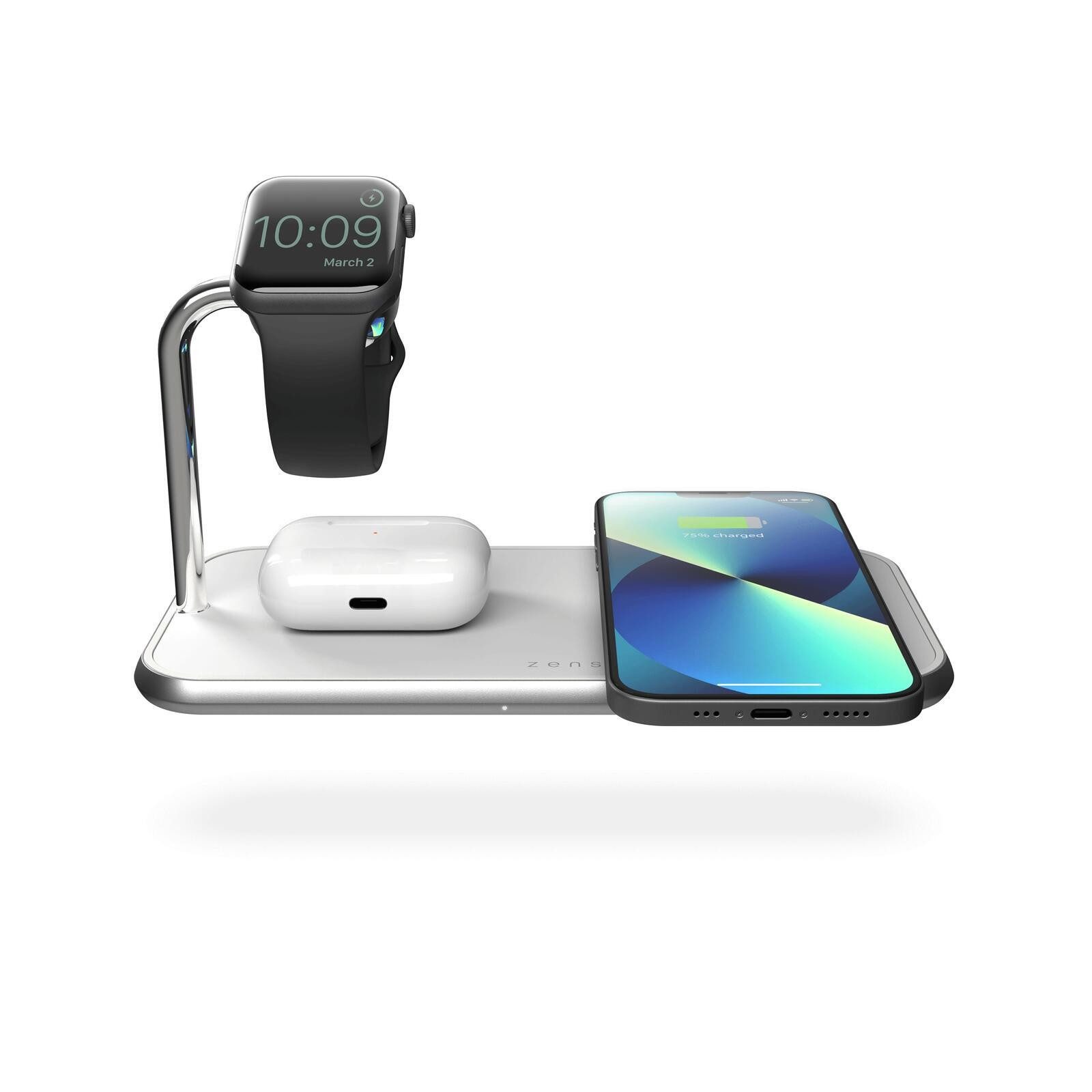Zens ZENS Dual+Watch Aluminium Wireless Charger White Smartphone-Adapter