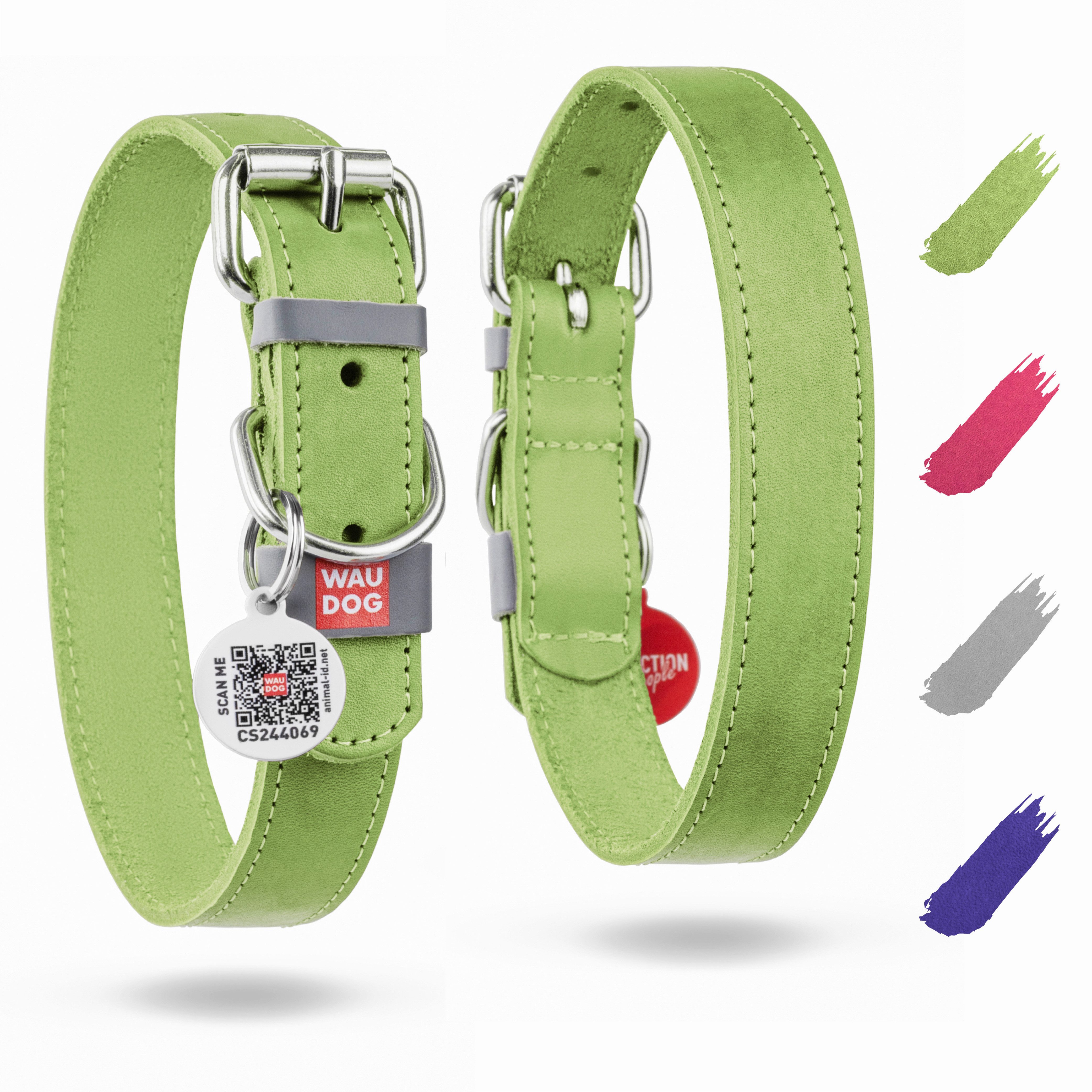 WAUDOG Hunde-Halsband Lederhalsband Halsband verstellbar, Leder, für große und mittelgroße Hunde