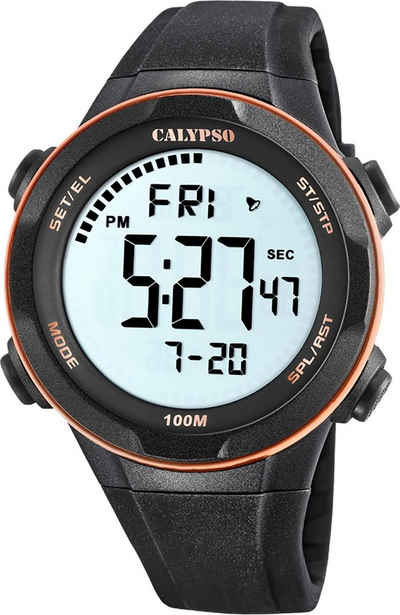 CALYPSO WATCHES Digitaluhr »Calypso Herren Jugend Uhr Digital«, (Armbanduhr), Herren, Jugend Armbanduhr rund, Kunststoffarmband schwarz, Casual