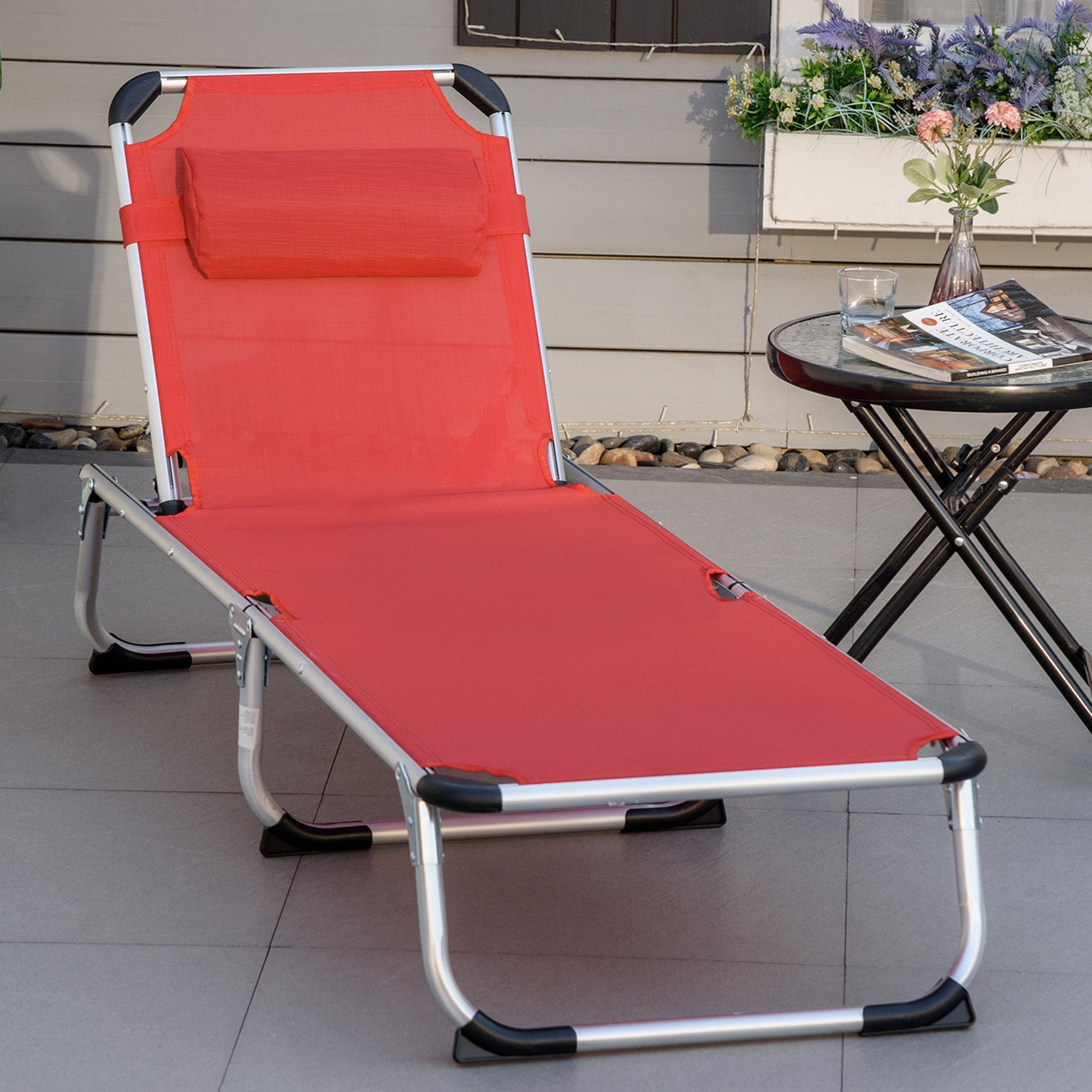 Outsunny Gartenliege Gartenliege 5-stufig verstellbar