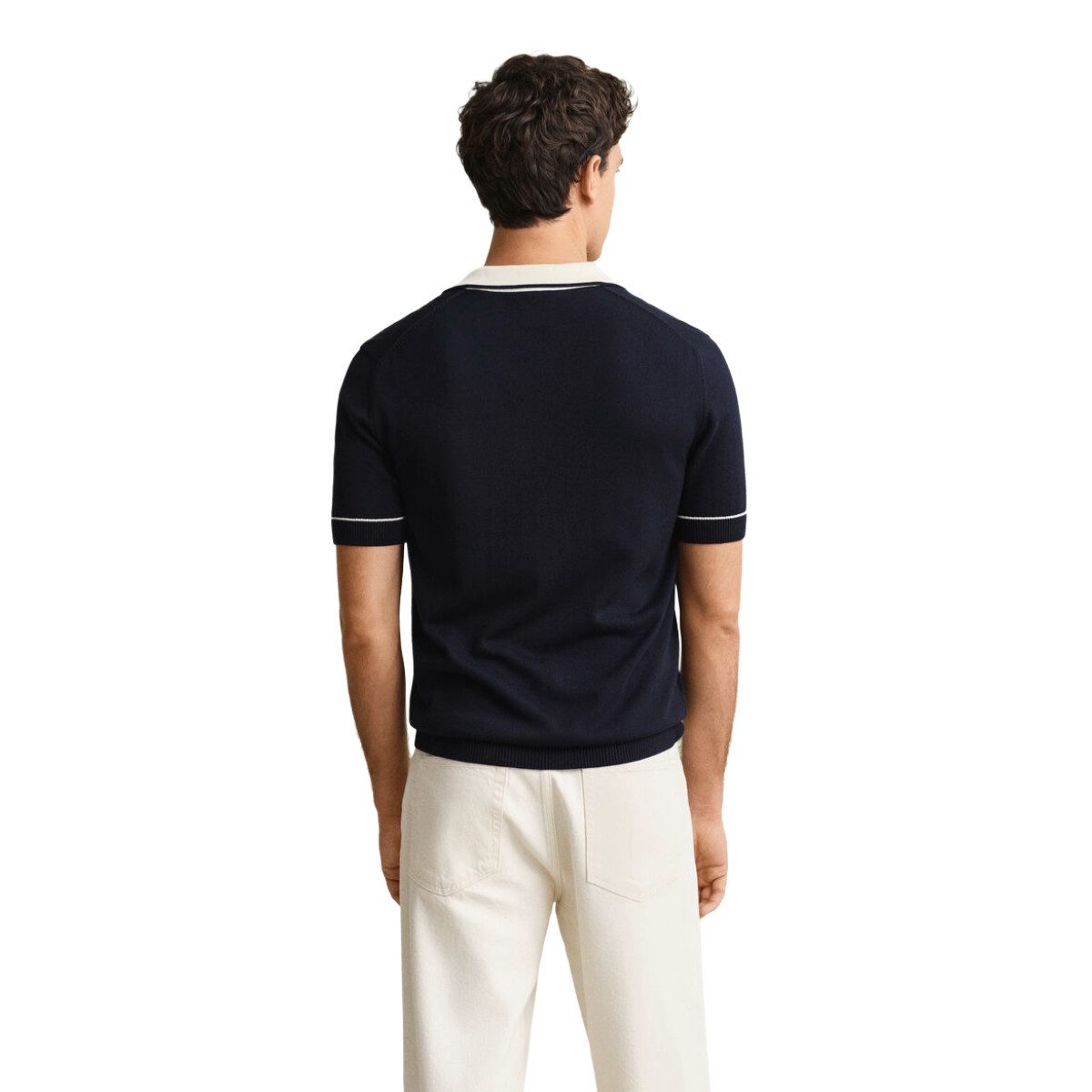 Gant Poloshirt 8030287 Herren Poloshirt kurzarm aus Baumwoll-Modal-Mix mit Kontrastkragen