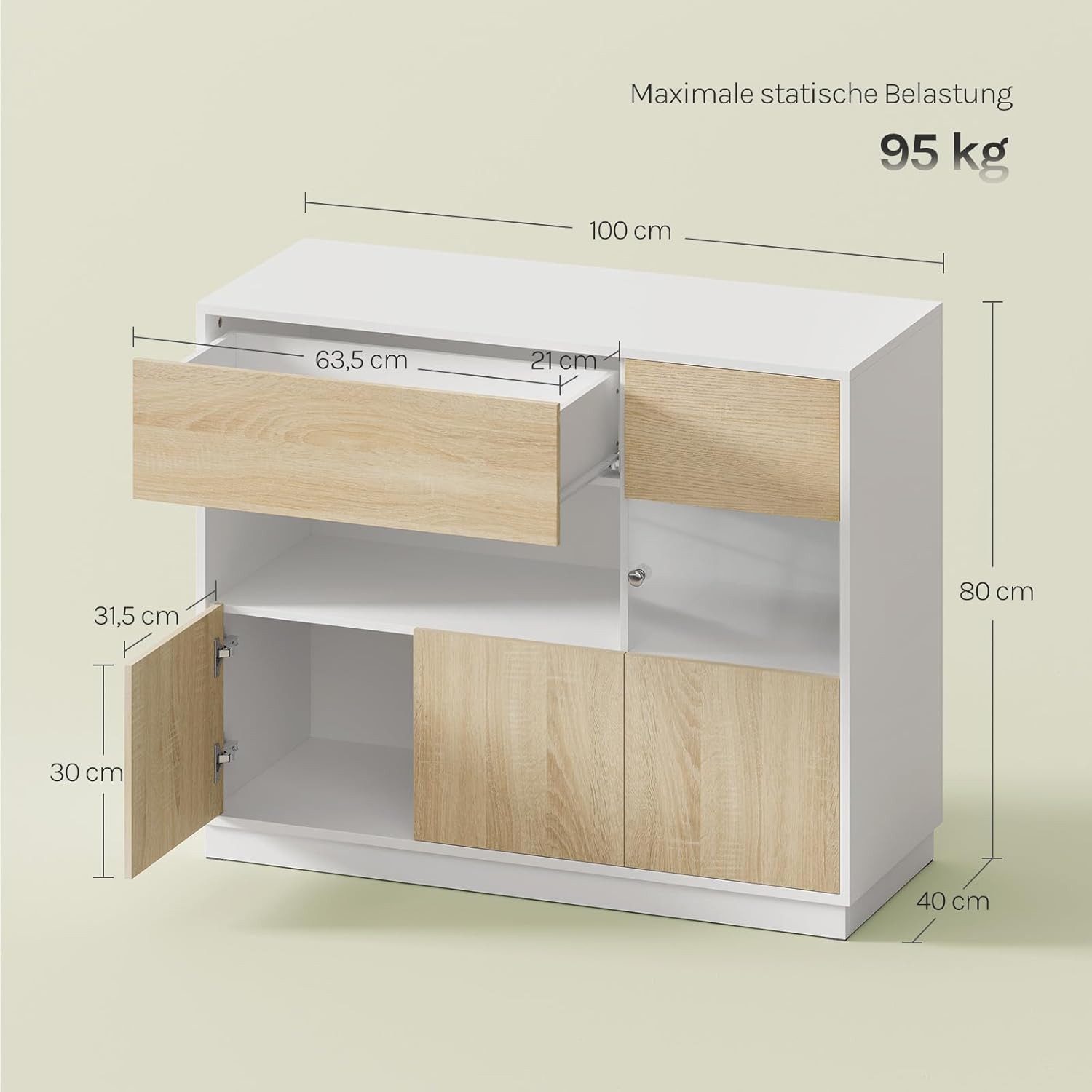 Woltu Sideboard, mit Schublade, Kommode für Esszimmer Wohnzimmer Schlafzimmer Flur