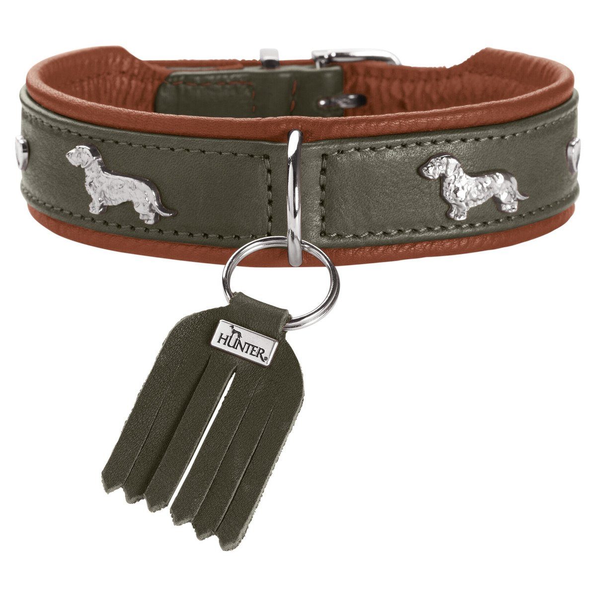Hunter Tierbedarf Hunde-Halsband Teckel-Halsband München grün/cognac