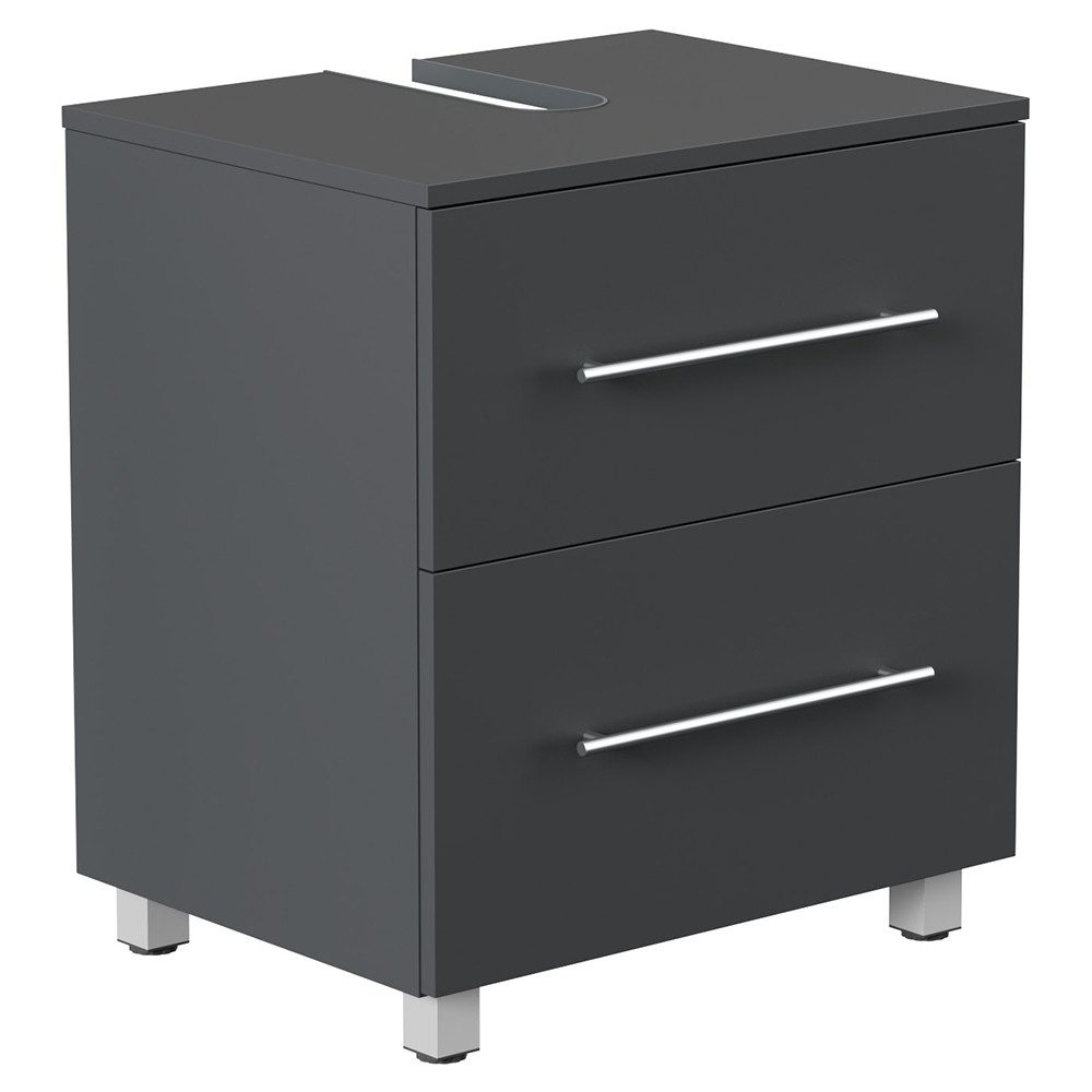Lomadox Waschbeckenschrank MONTEFANO-02 55 cm breit in graphit, 2-türig, mit Standfüßen