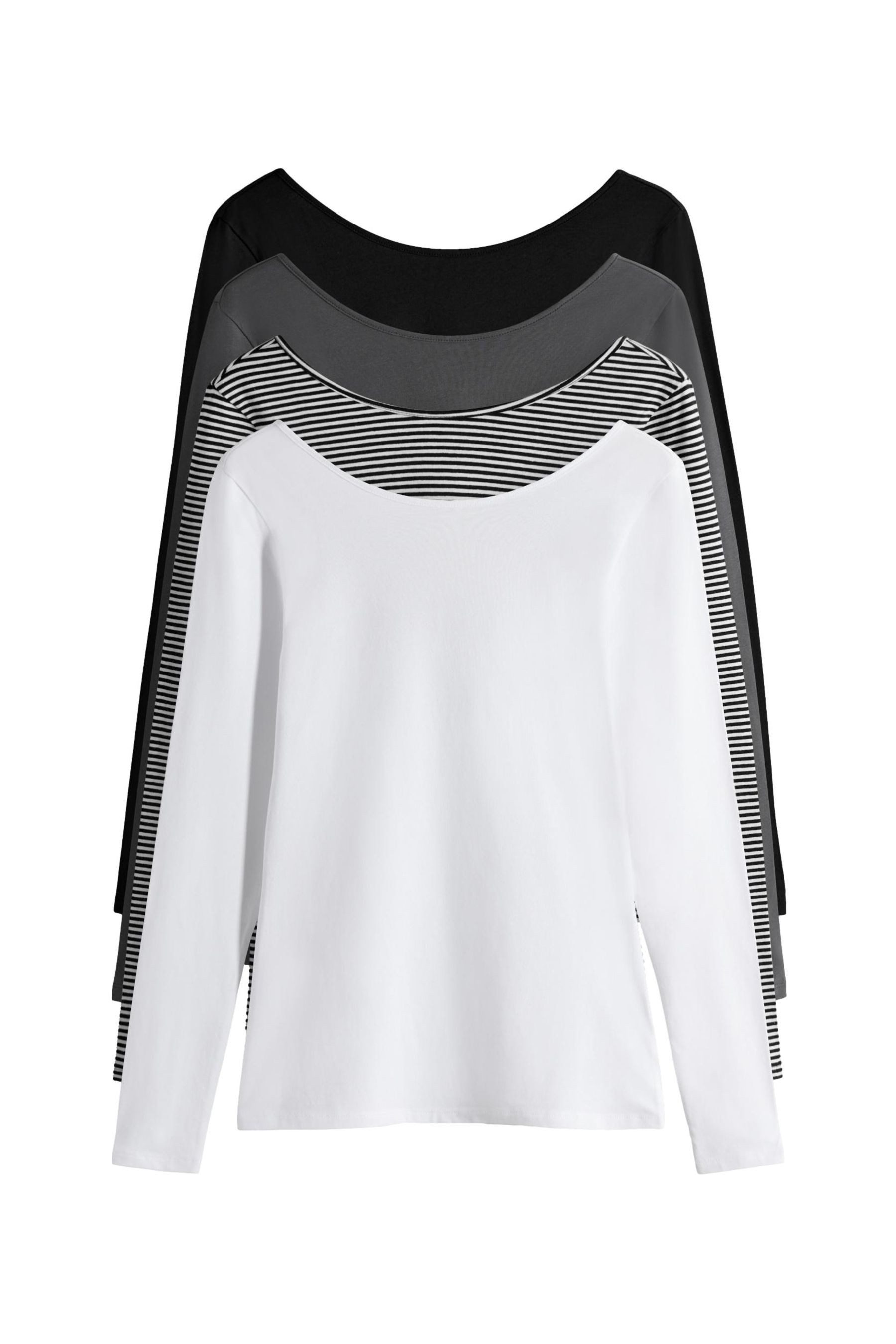 The Set Langarmshirt The Set Langarmshirts mit U-Rücken, 4er-Pack (4-tlg) günstig online kaufen