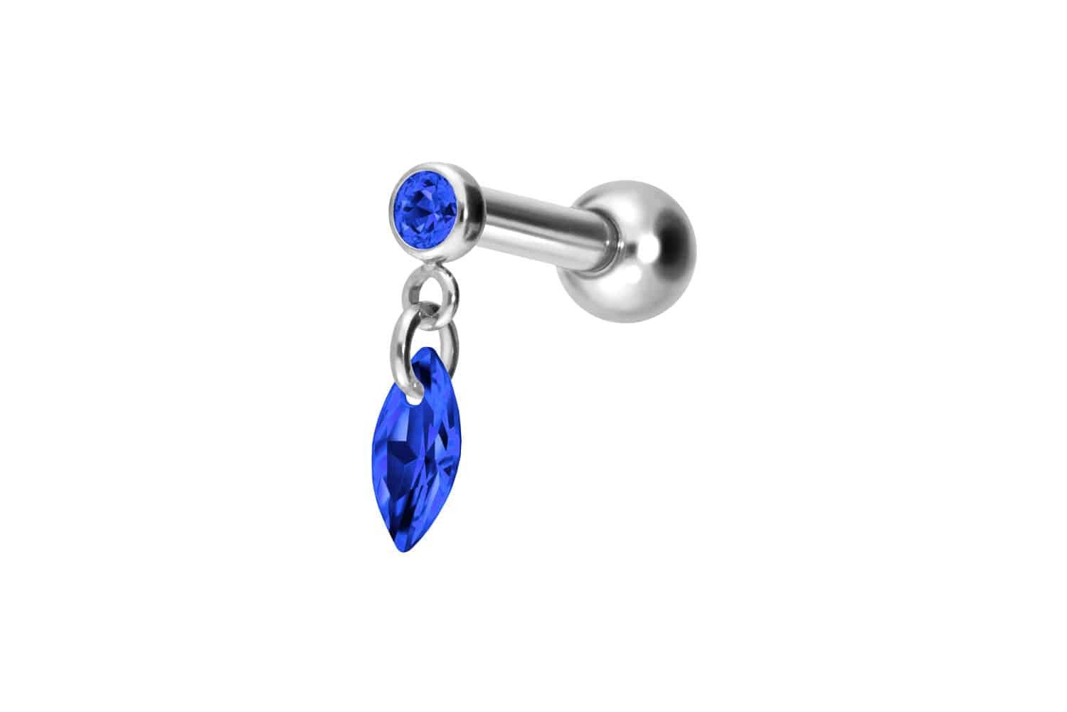 Piercing-Set Titan Ohrpiercing mit Innengewinde KRISTALLOVAL