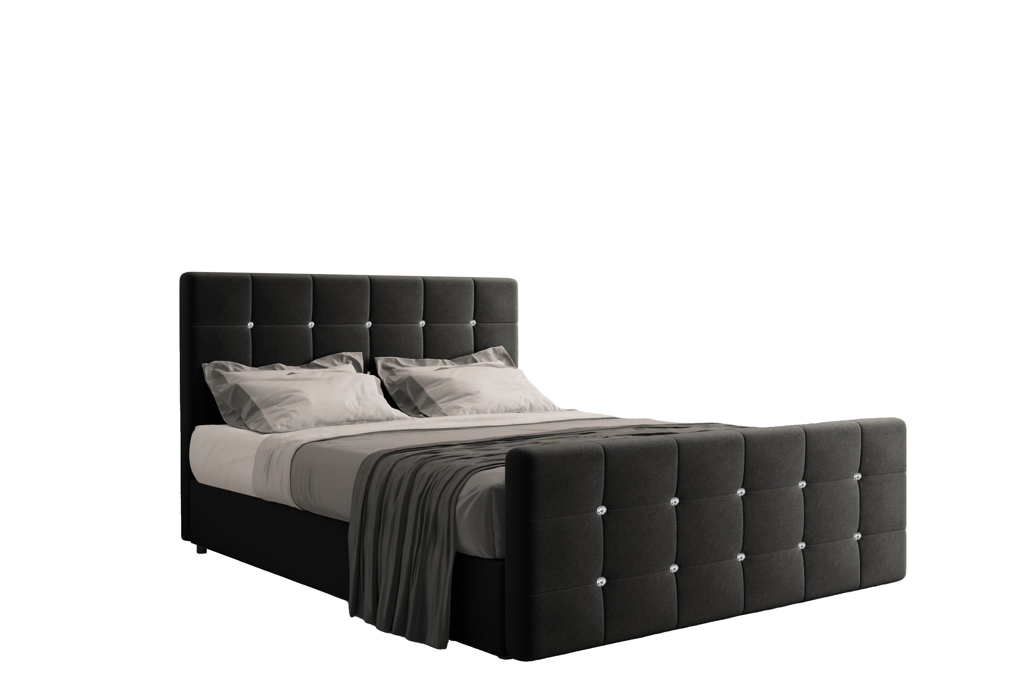 Kaiser Möbel Boxspringbett mit bettkasten und matratze, Schlafzimmerbett ROMA stoff Soro, Topper, Container