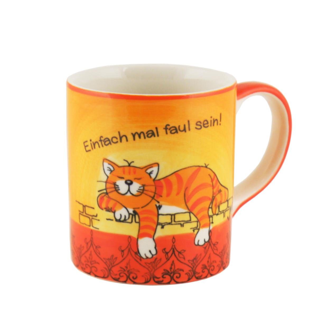 Mila Becher Mila Keramik-Becher Oommh Katze Einfach mal faul sein, Keramik