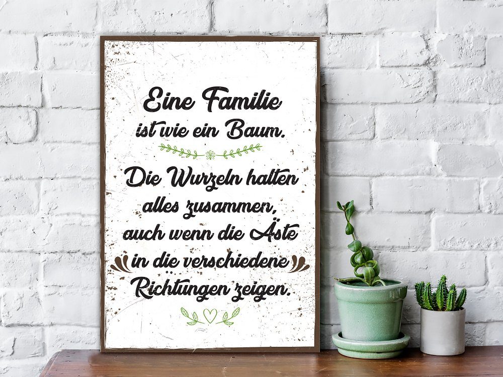 GRAVURZEILE Holzbild mit Spruch - Familie ist wie ein Baum - Holzschild -, Geschenk