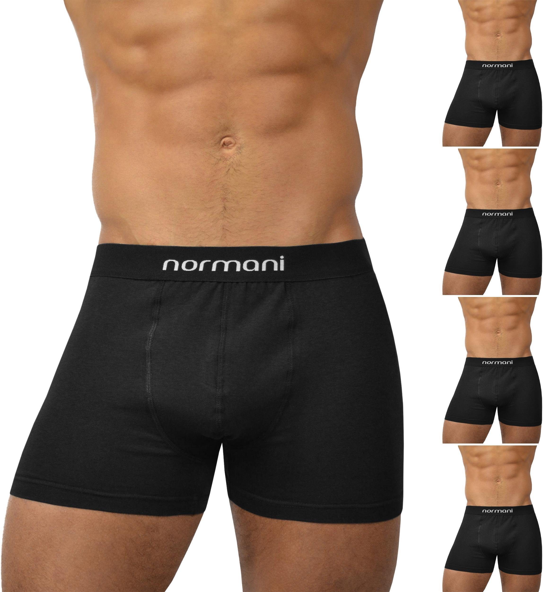 normani Retro Boxer 6 Stück Retro Boxershorts aus Baumwolle Unterhose aus atmungsaktiver Baumwolle Basic Black