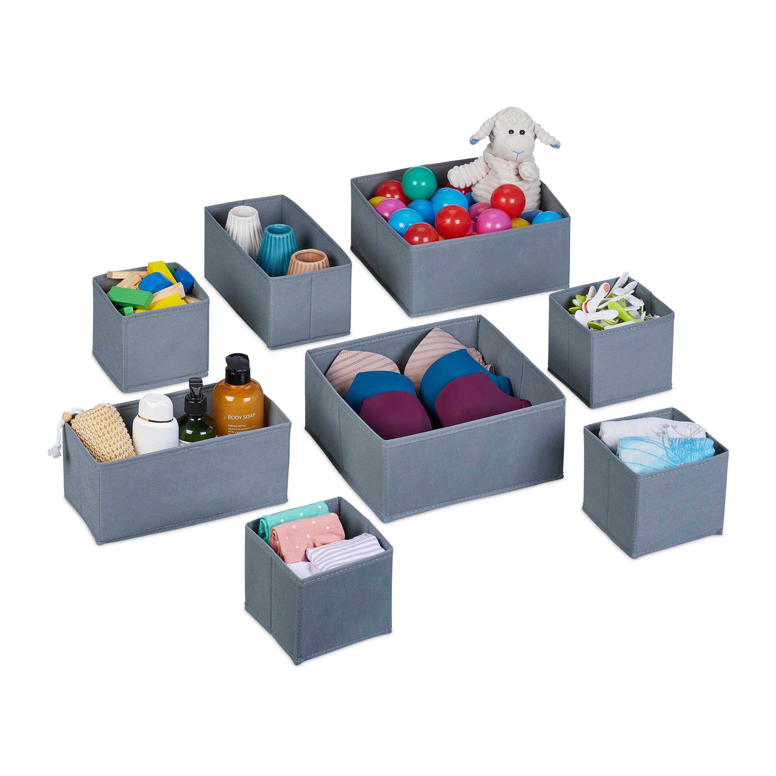 relaxdays Aufbewahrungsbox Schubladen Organizer 8-tlg. Set