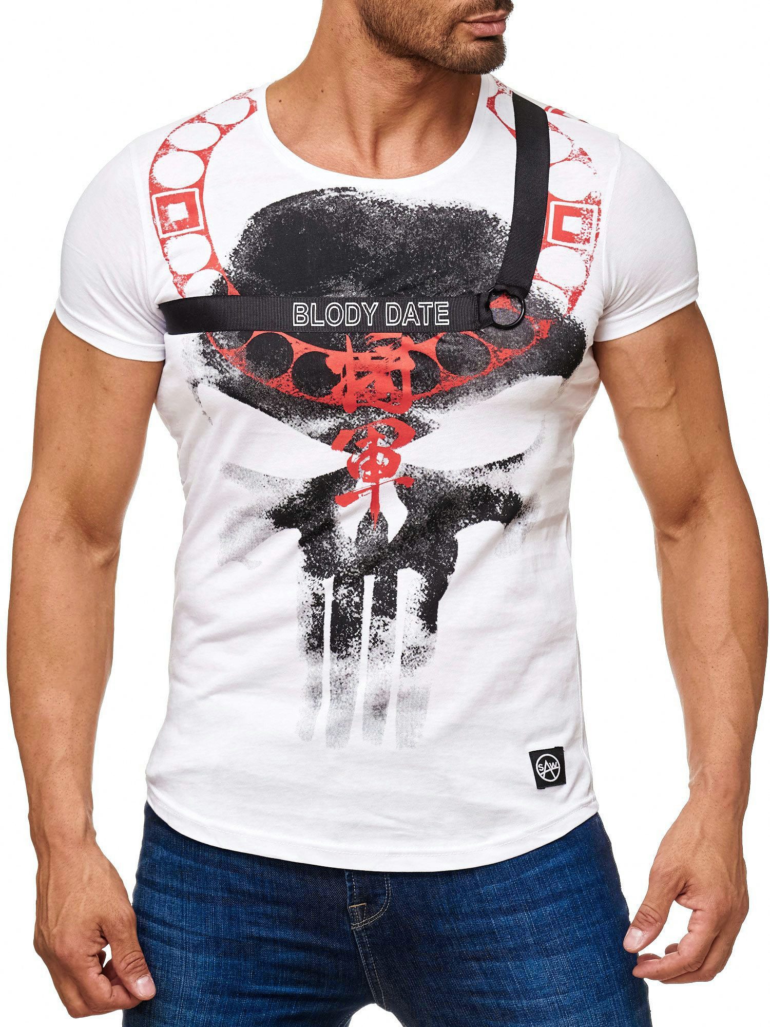 T-Shirt Skull Print Totenkopf H2040