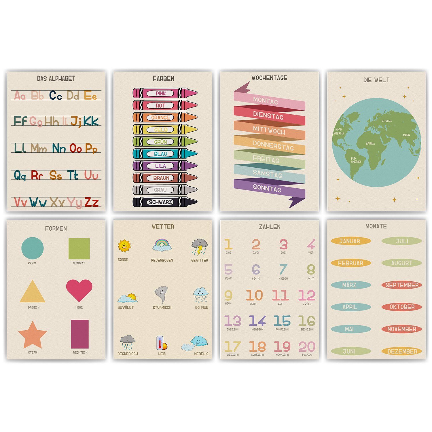 Tigerlino Poster 8er Set Lernposter ABC, günstig online kaufen