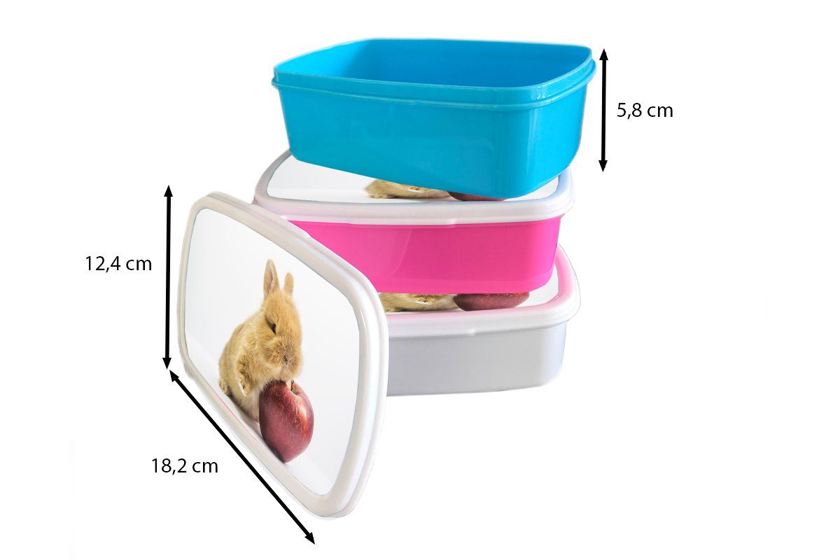 Kaninchen Brotbox Apfel, rosa Baby MuchoWow für Kunststoff (2-tlg), Snackbox, - Erwachsene, Kunststoff, Mädchen, Lunchbox - Brotdose Kinder,