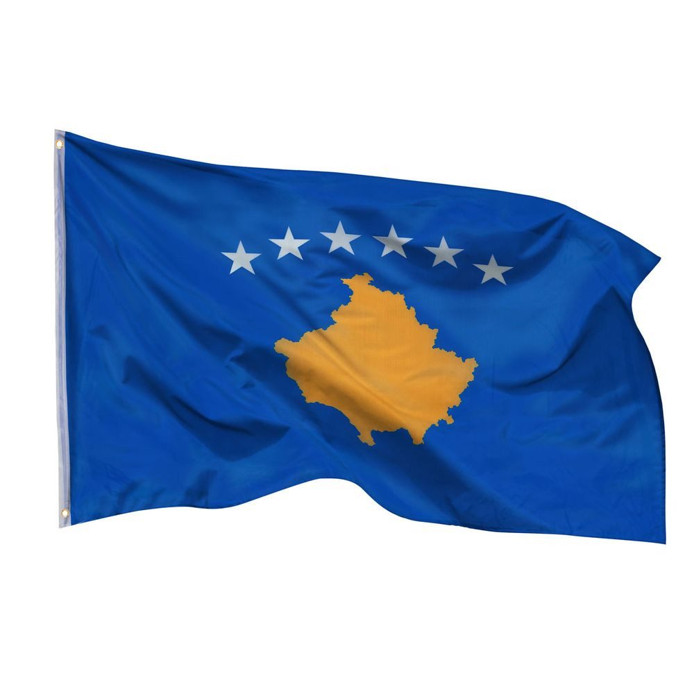 PHENO FLAGS Flagge Kosovo Flagge 90x150 cm – Wetterfeste Nationalflagge, Inkl. 2 Messing Ösen